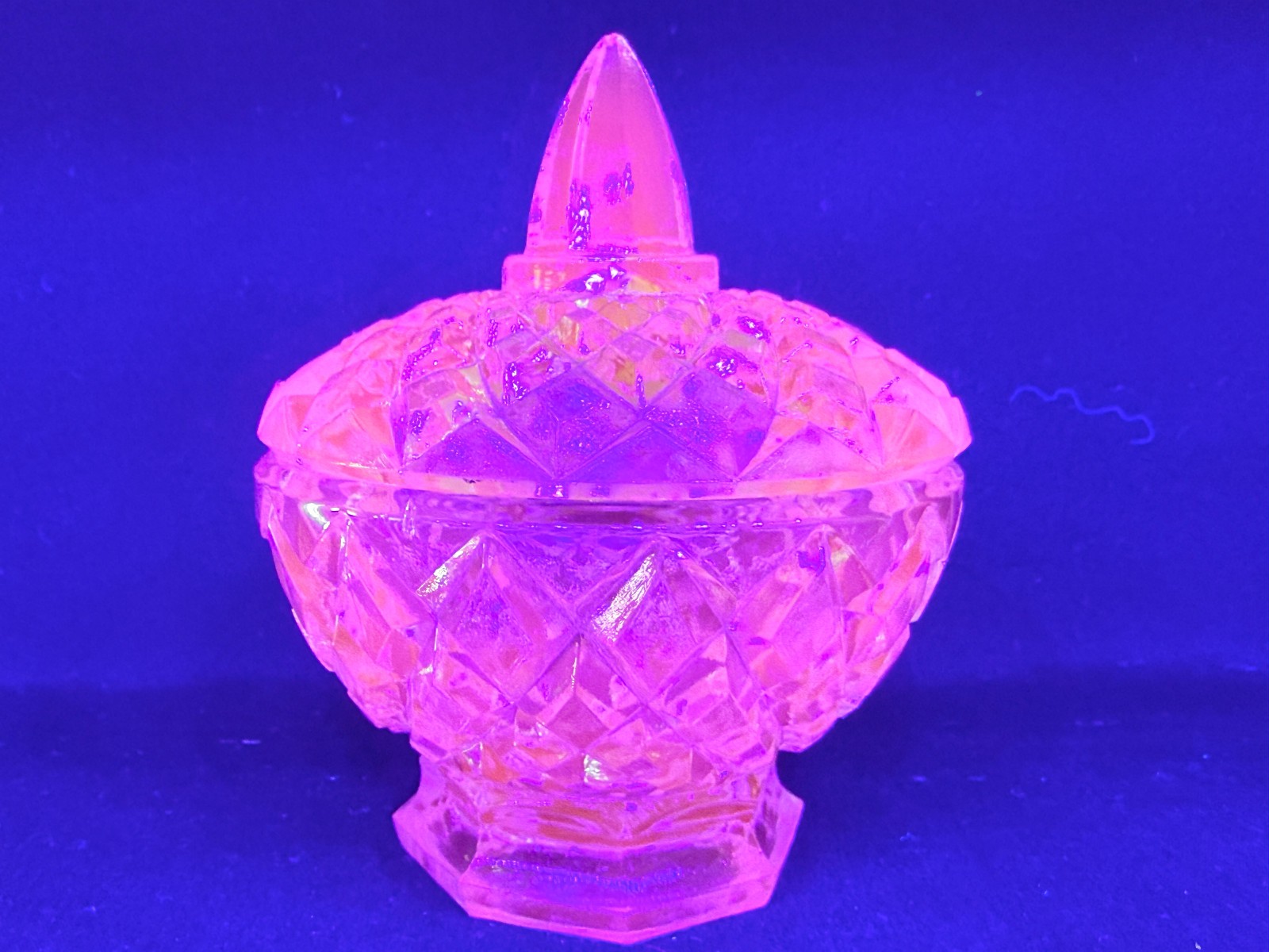 Teal Green Vaseline Uranium glass covered candy dish coffee sugar jar bowl pink