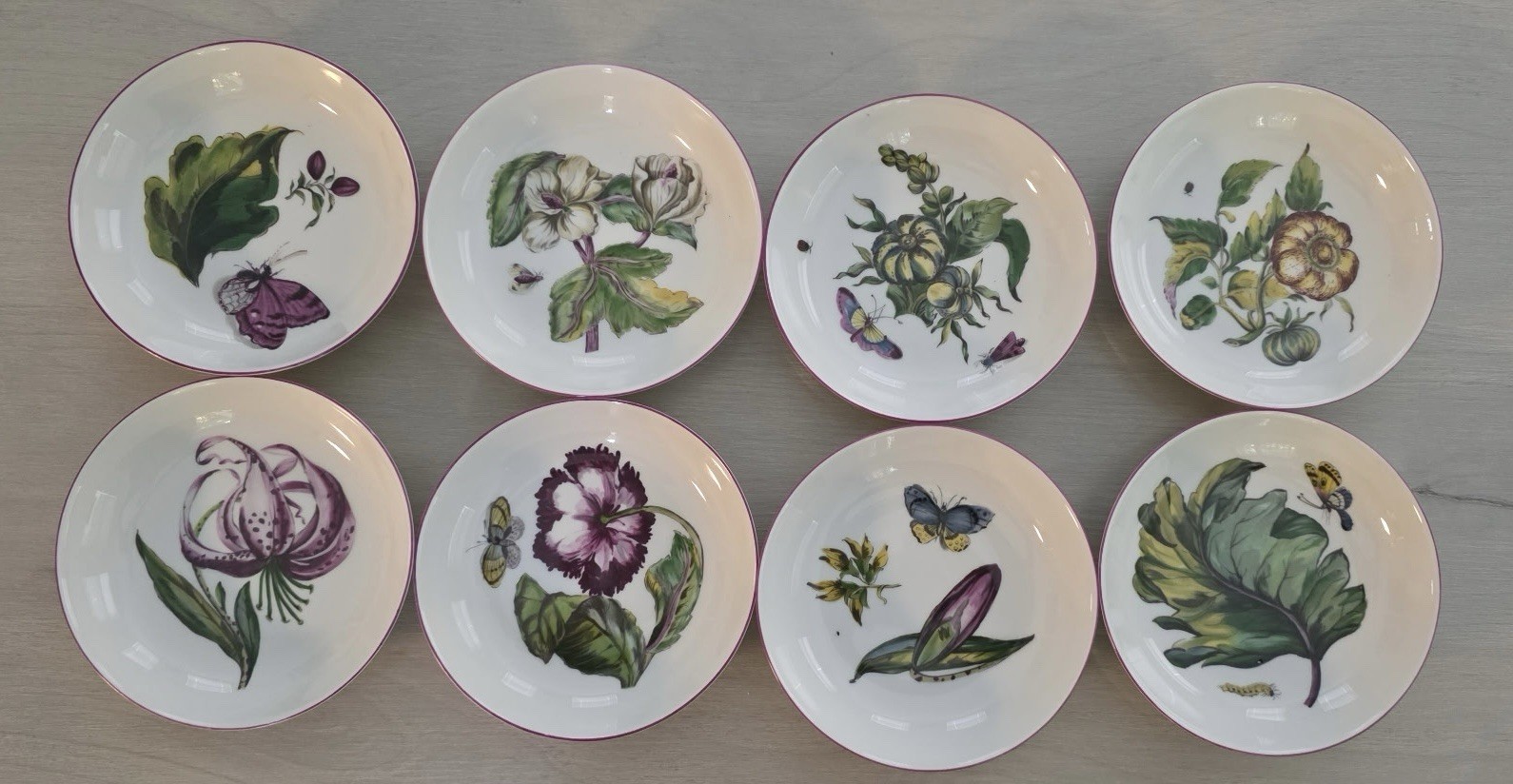 VTG 24 Pcs Set Mottahedeh Chelsea Flowers Vista Alegre Portugal MMA Botanical