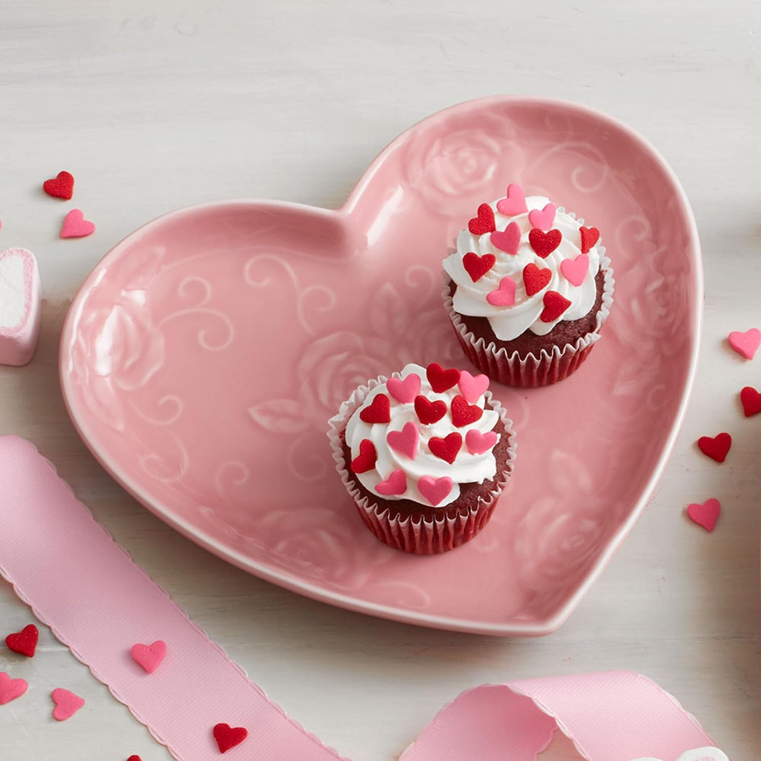 Pfaltzgraff Tearose Heart Salad Dessert Plate, 9″ Pink
