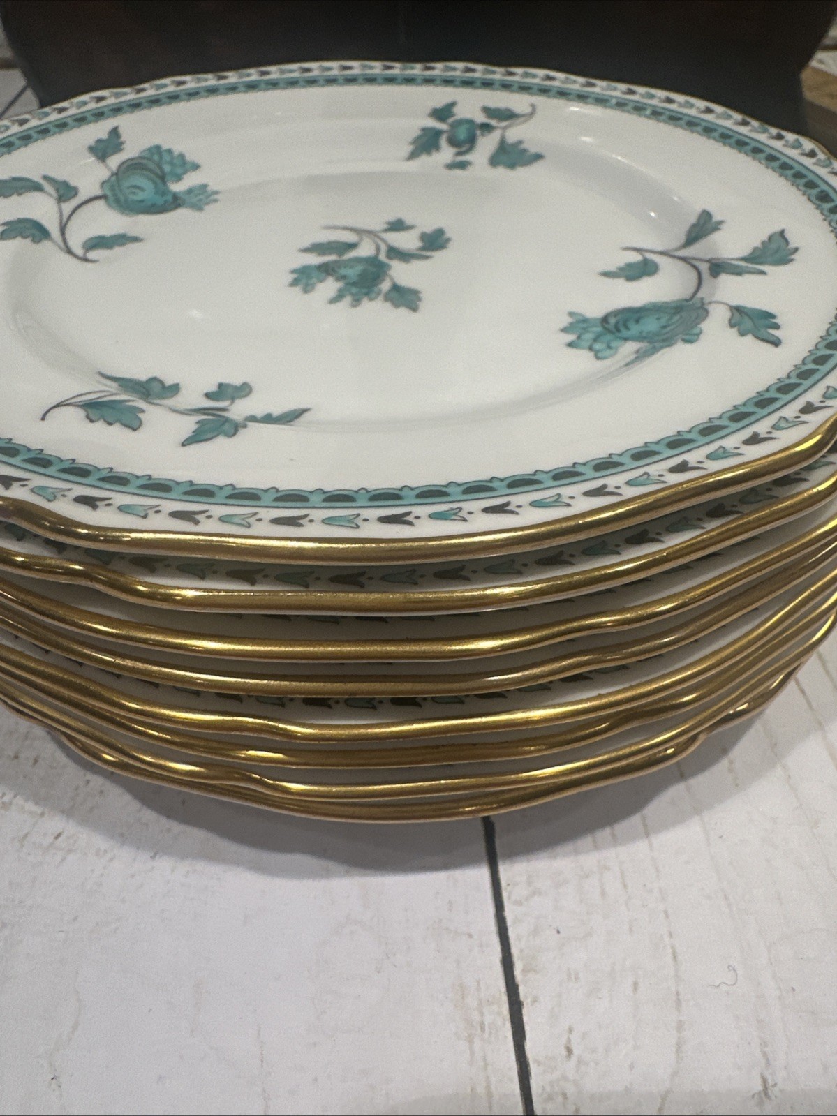 Spode Darlington Green Teal 8 Bread Plates Made in England 1950s 6 ¼”