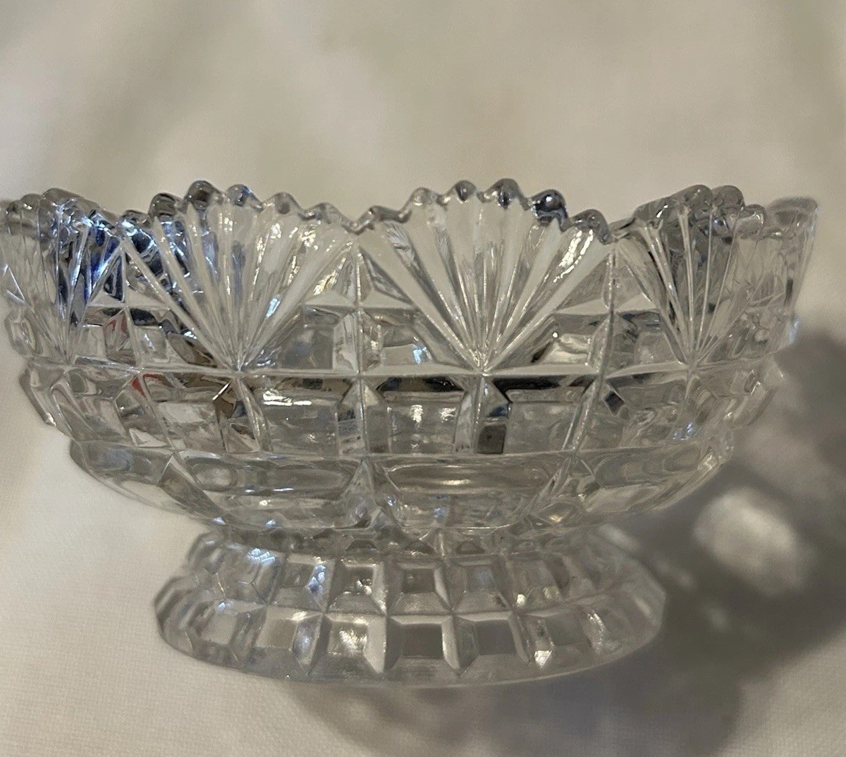 Vintage 4 American Brilliant Round Bowl APB Cut Crystal Glass Dessert