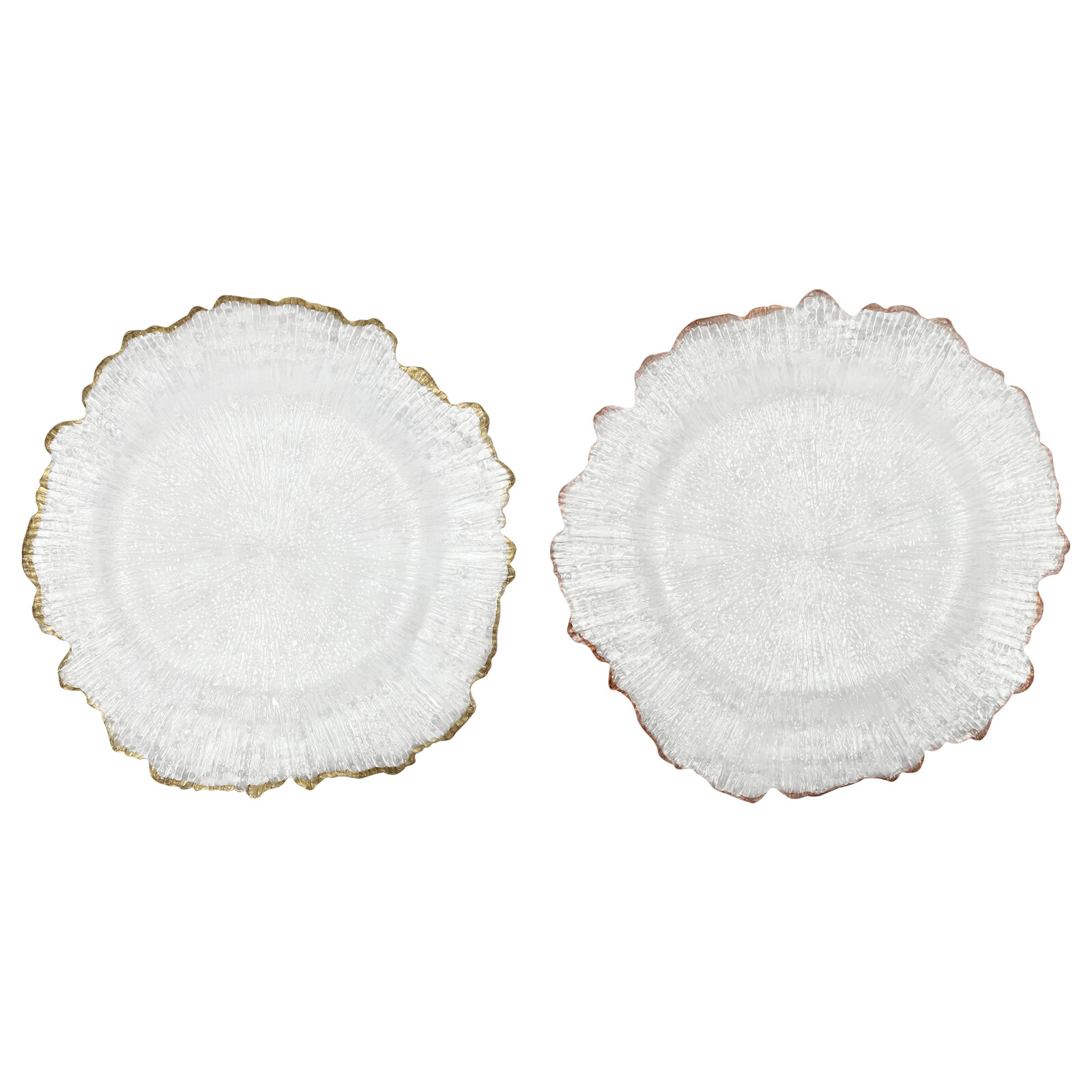 Gold Flower-like Rim Sturdy Round Charger Plates Wedding Party Dinner Supplies