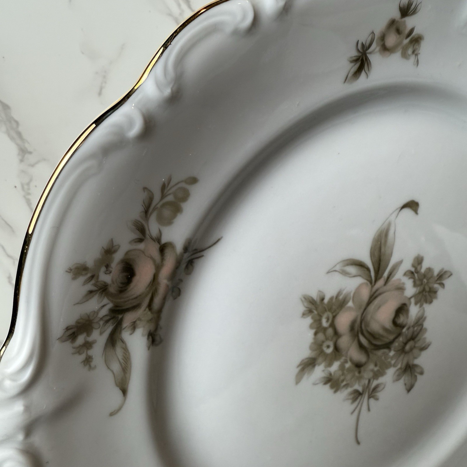 Johann Haviland Bavaria Sepia Rose – 10.5” Dinner Plate – Fine China Germany