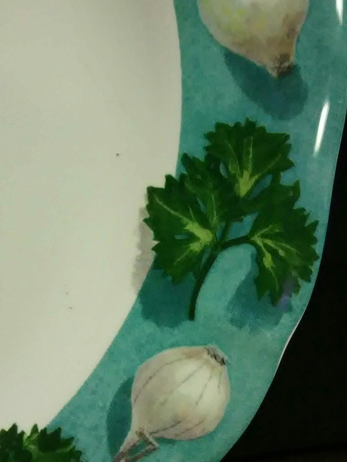 Vtg.Gien Poivre et Sel France Turquoise Border Red Pepper w/Shallots Salad Plate