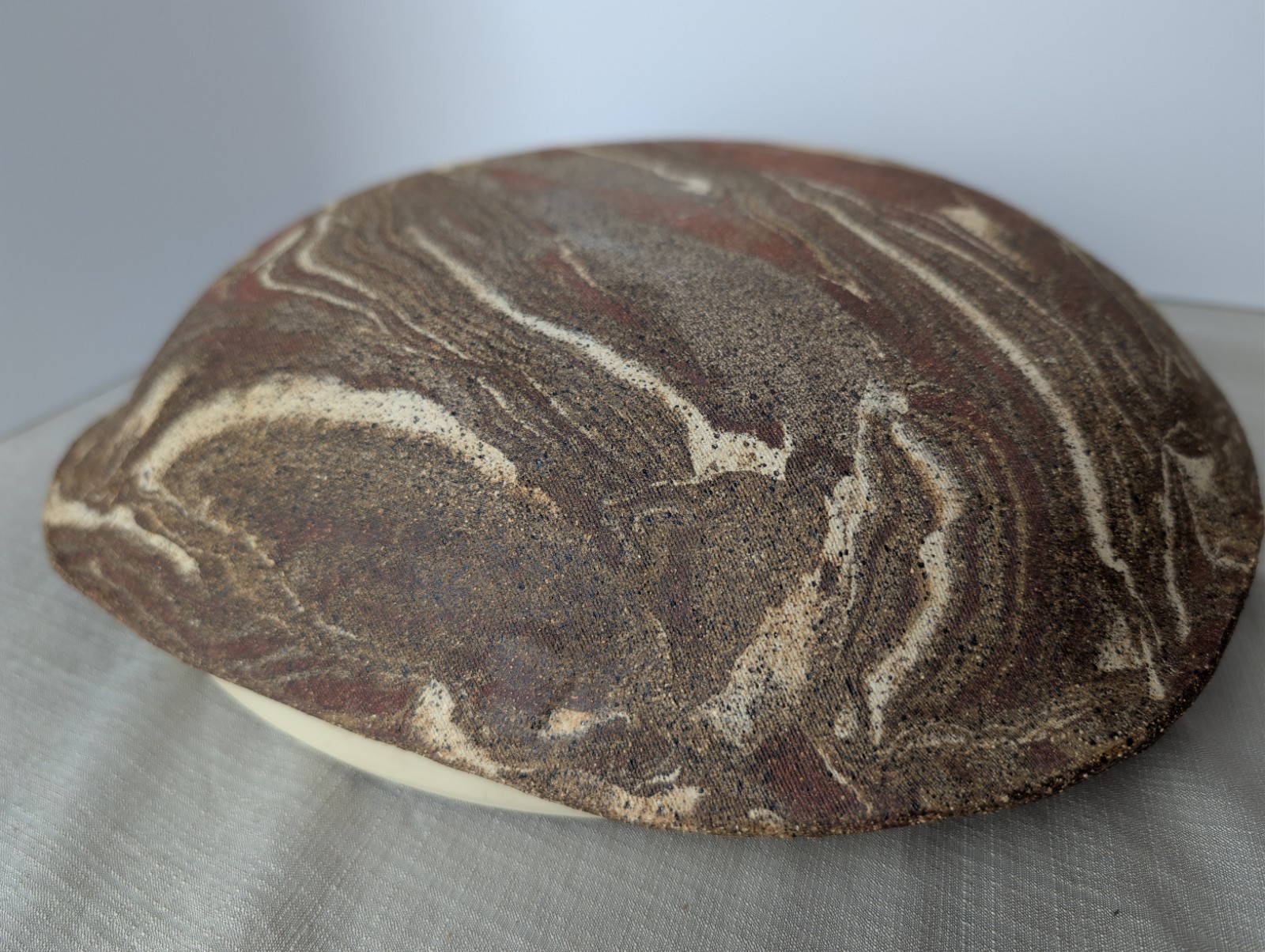 Jane Parshall Studio Art Pottery Platter – Marbled Inlaid Clay – W/ 1988 Receipt