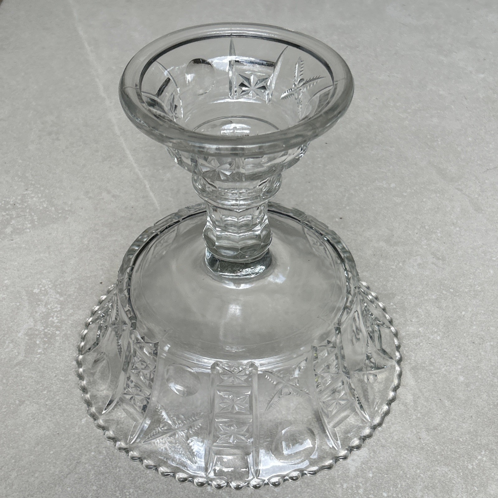 Antique Crystal Glass Co. X Bull’s Eye EAPG High Stand Centerpiece Compote Glows