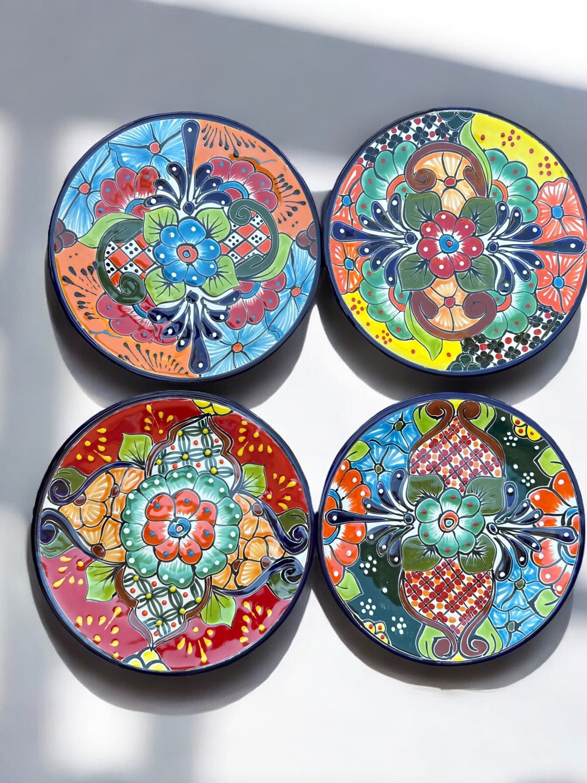Set of 6 Talavera Plates – 10” Hand-Painted Mexican Pottery, Unique Designs