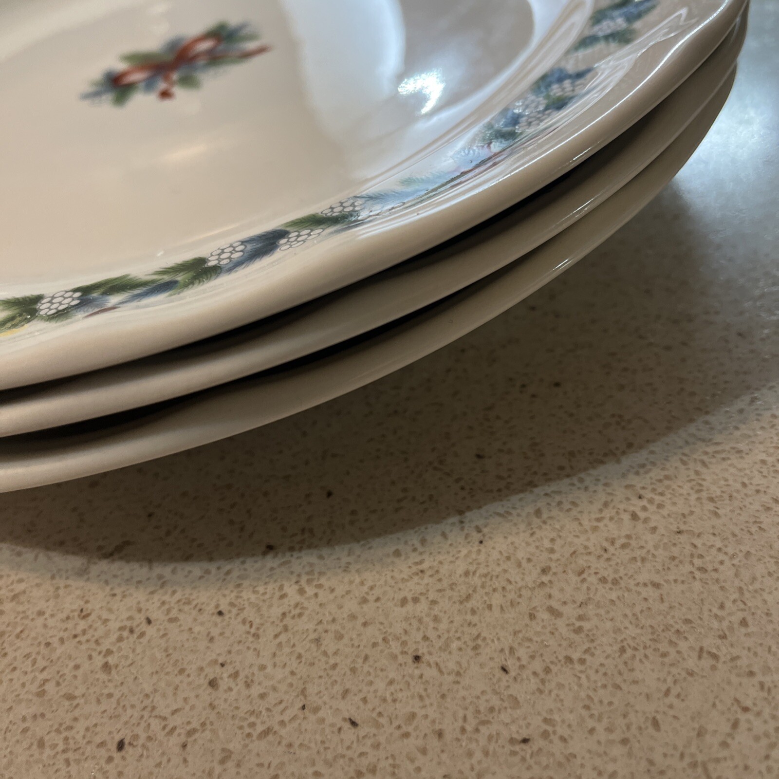 3 Pfaltzgraff Red Ribbons Dinner Plates 11 1/8” Diameter 1994-1997