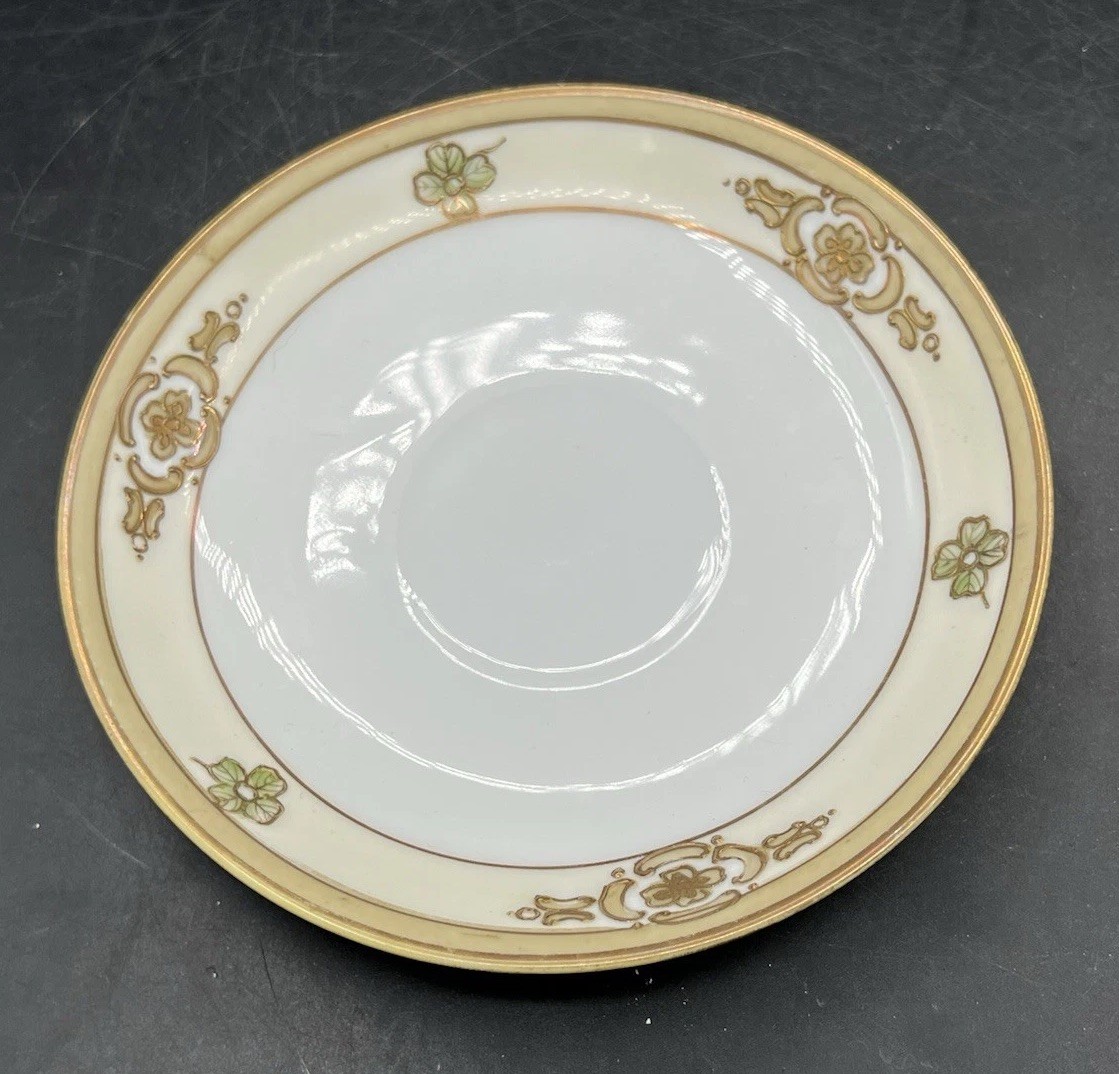 Nippon Morimura Teacup & Saucer Hand Painted Gold Design Vintage
