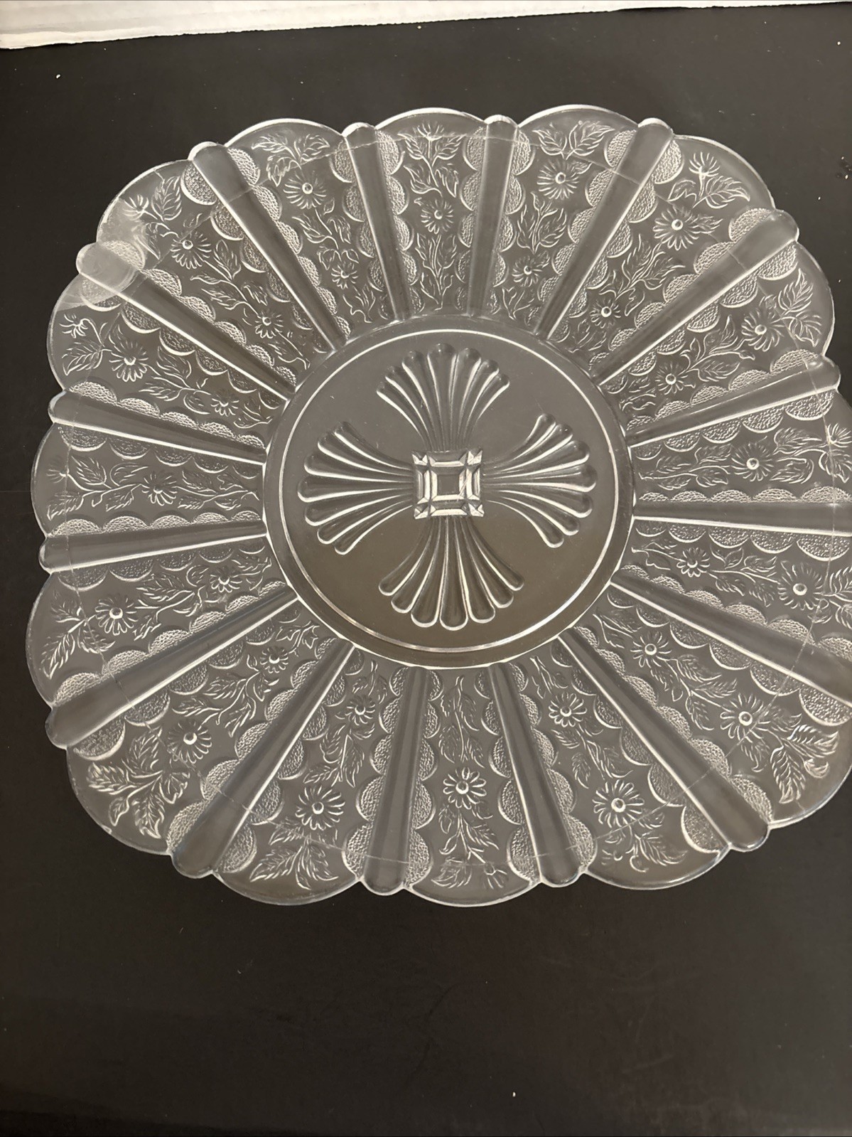 EAPG Bryce Bros Brazil; Paneled Daisy Square Plate 9.25″ 1888