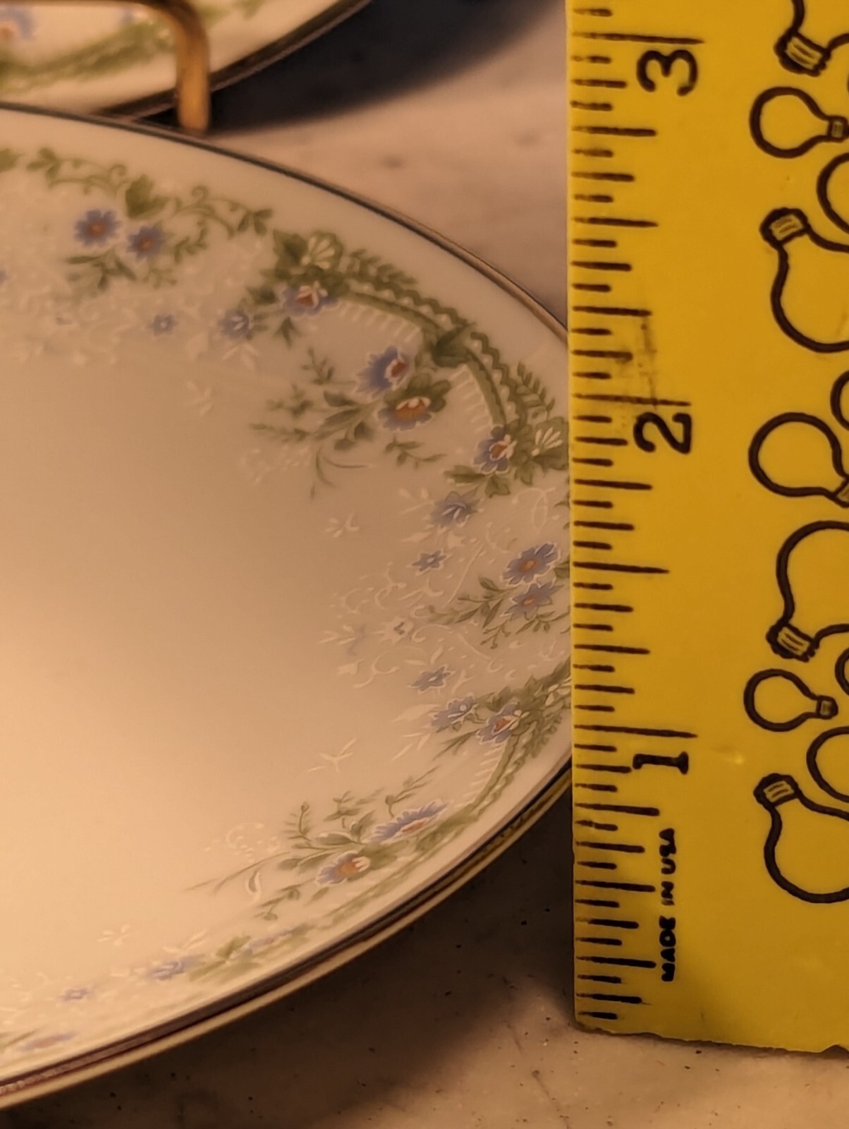 2 Bread Plates Noritake Fine Bone China Blue Green Floral Silver Trim Dee #2212
