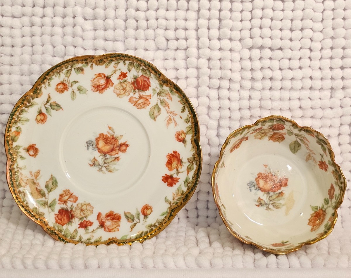 Ramekins, vintage china, set of three (3), Haviland sampler trio