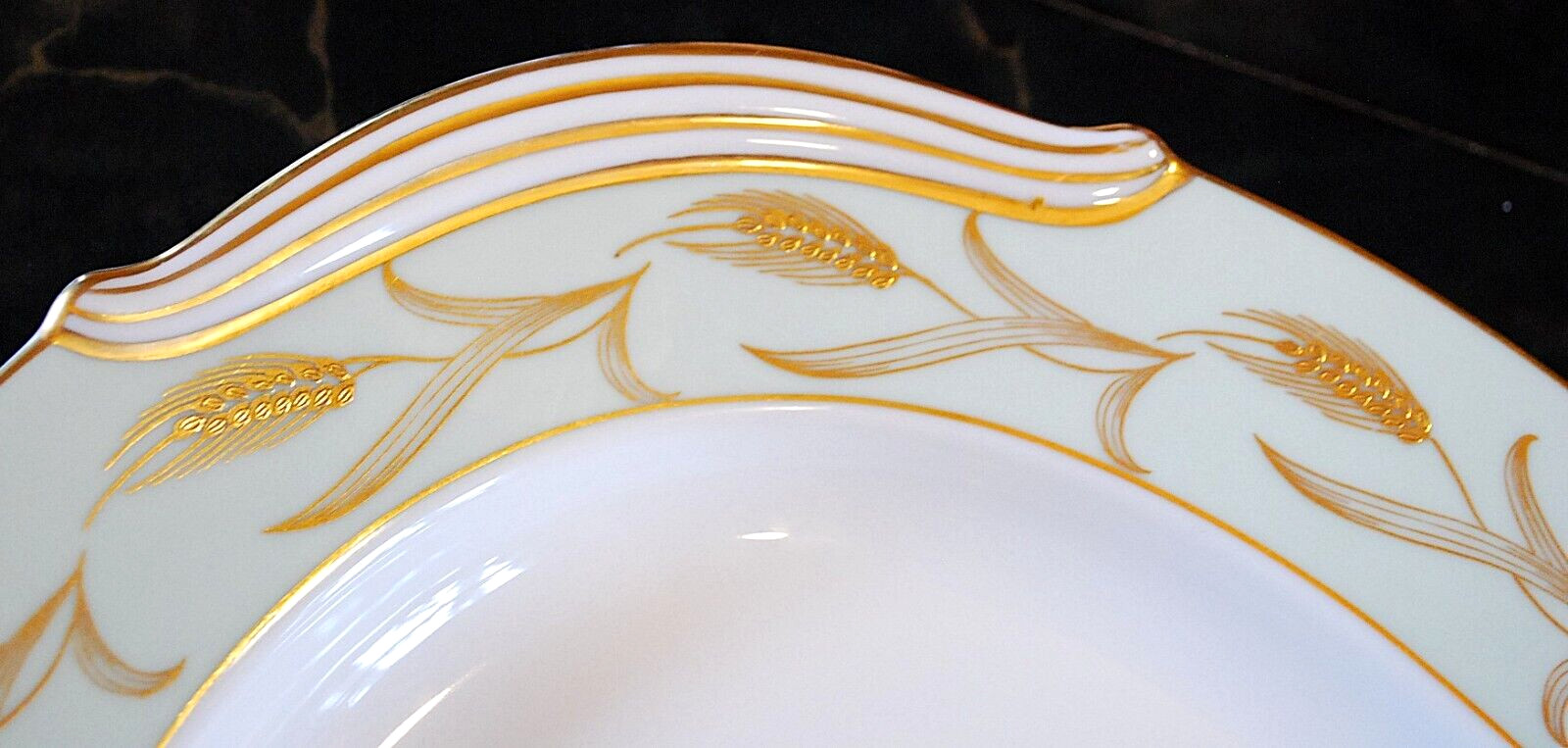 Set 2 Vintage Noritake ALICE Platters 16″ & 12″ GOLD WHEAT ON AQUA BAND c1951