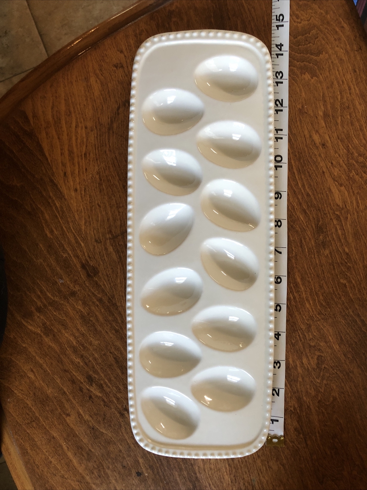 Holiday Home Heavy Ceramic Rectangle White 12 Deviled Egg Platter