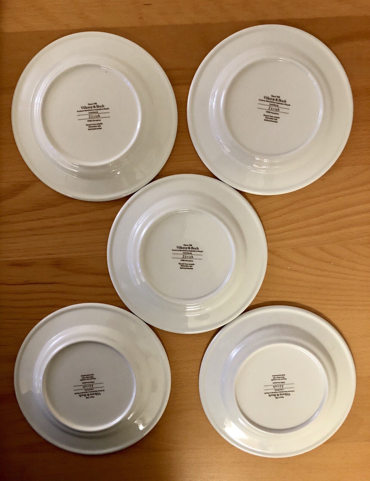 Villeroy & Boch plates Set of 5 Zurich Maroon Dark Brown Luxembourg