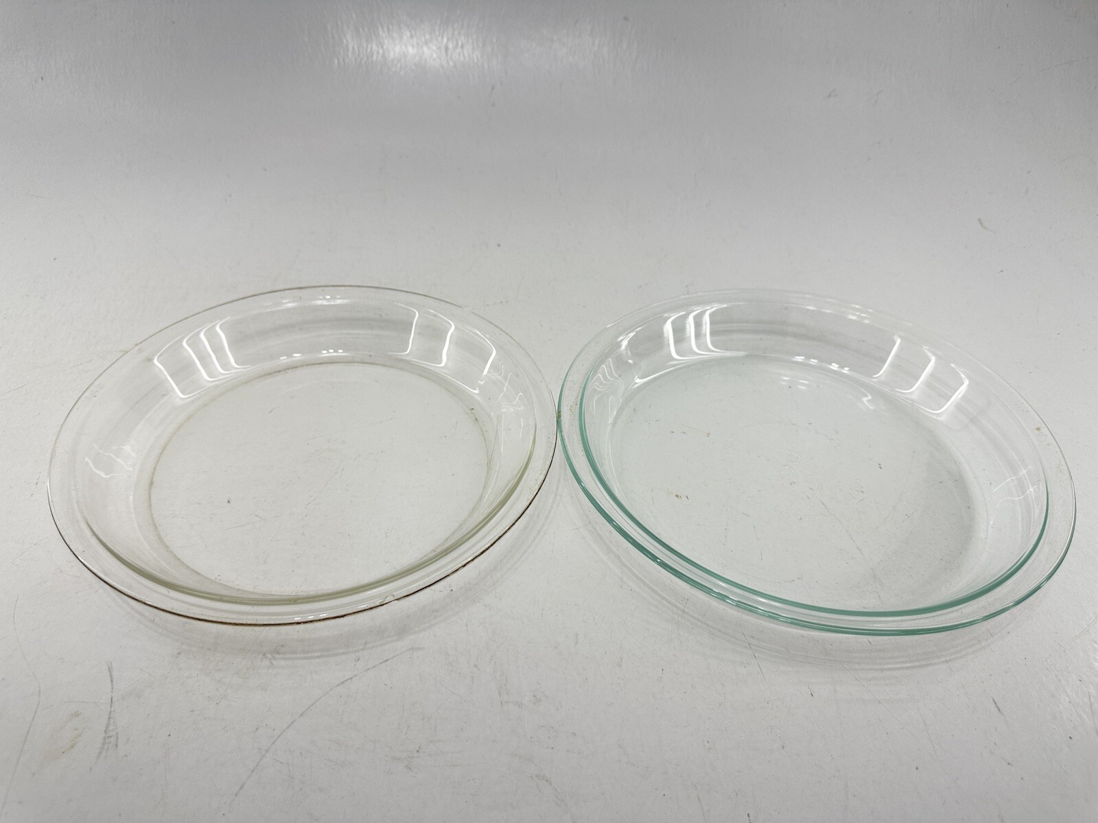 Vintage Pair Pyrex #209 Glass Pie Plate Baking Dish Pan 9 inch Clear
