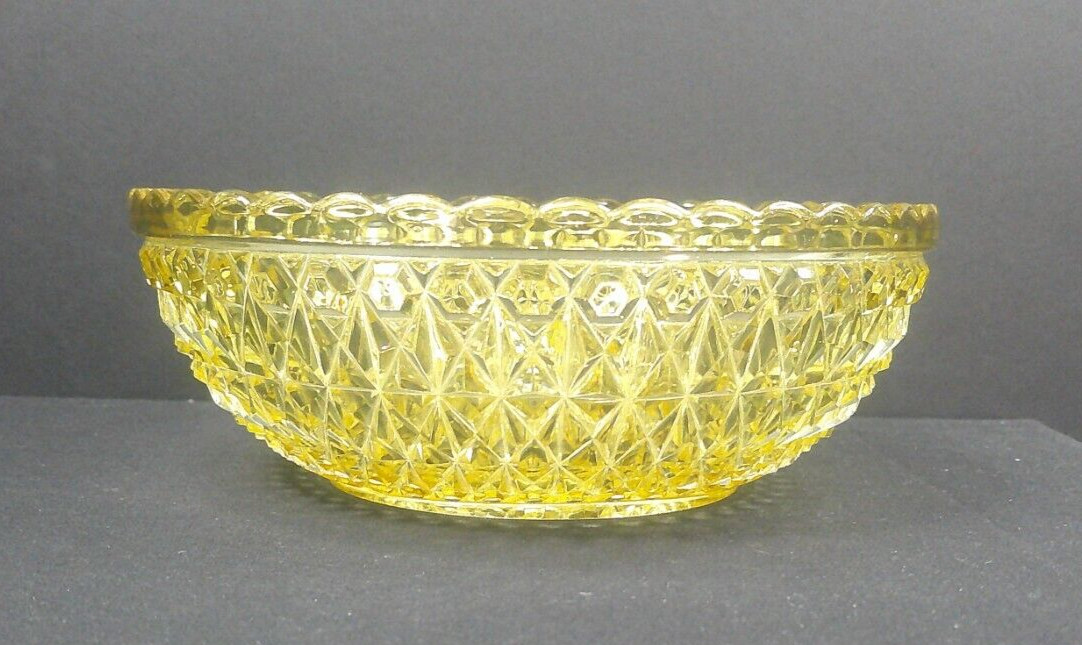 Pressed Diamond, #775, Central Glass Co, Amber Bowl, EAPG, USA, c1885, VgCd