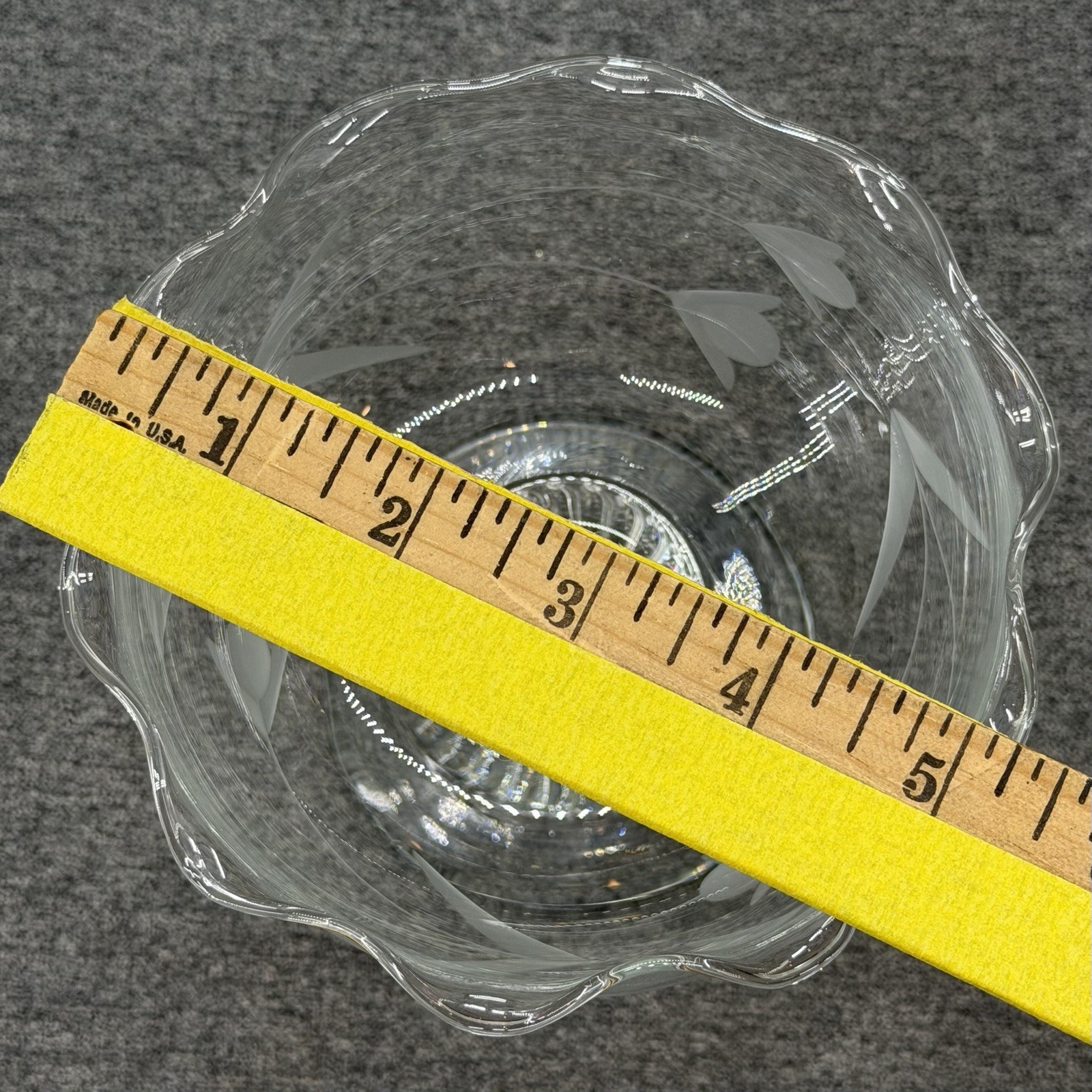 Vintage Glass Footed Pedestal Candy Dish Fruit Bowl Etched Floral Design 5 Inch