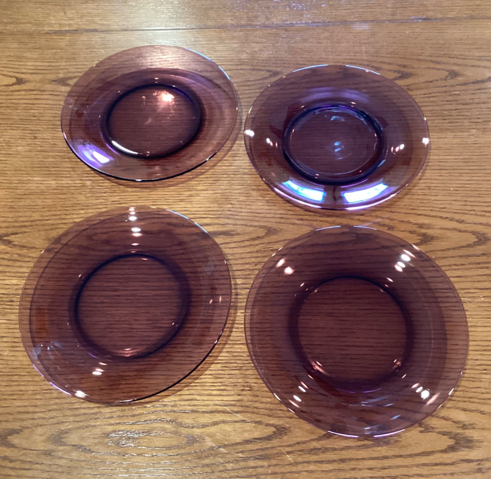 Set of 4 Vintage Vereco France Amethyst Side Or Desert Plates 7.5 in