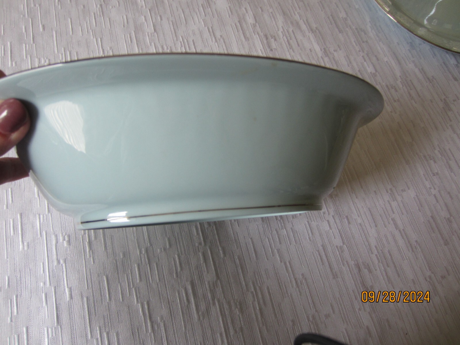 Noritake Fidelity Dinnerware serving bowls Blue White Flowers Platinum Trim EUC