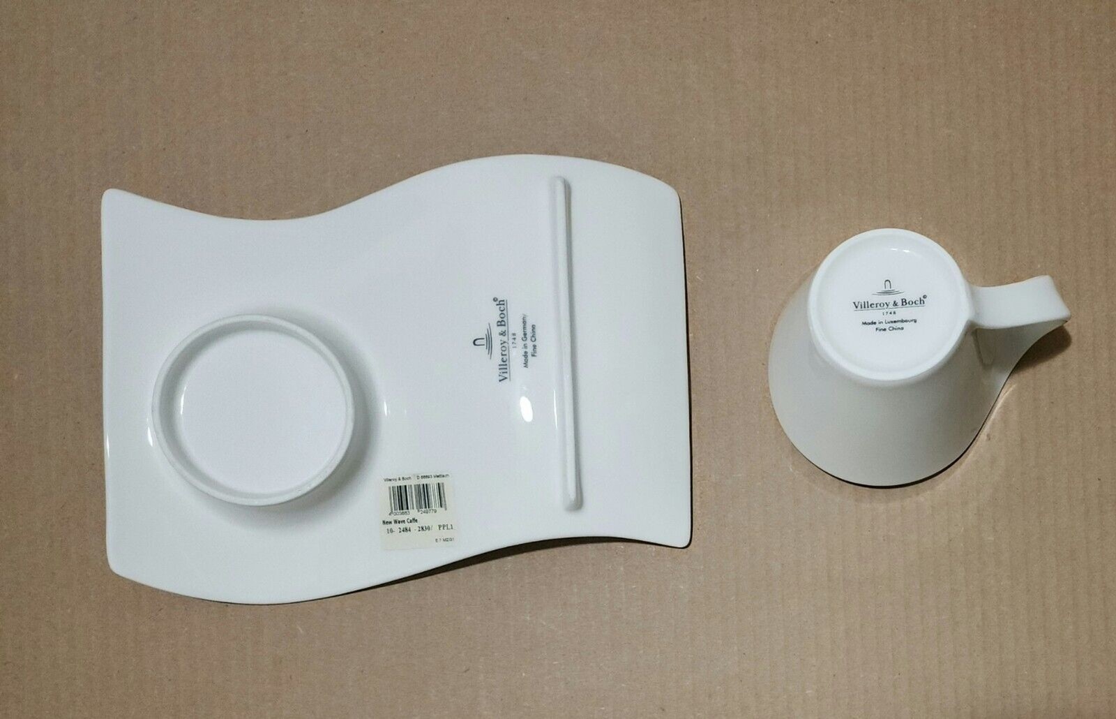 Villeroy & Boch NewWave White Coffee Cup & Saucer Set Porcelain Asymmetrical