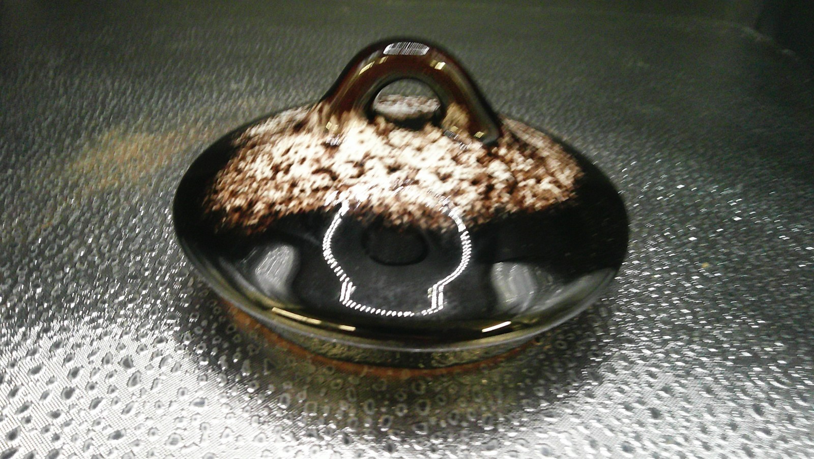 Vintage Royal Canadian Art Pottery Dripless Tea Pot Dark Brown&White Drip Glaze