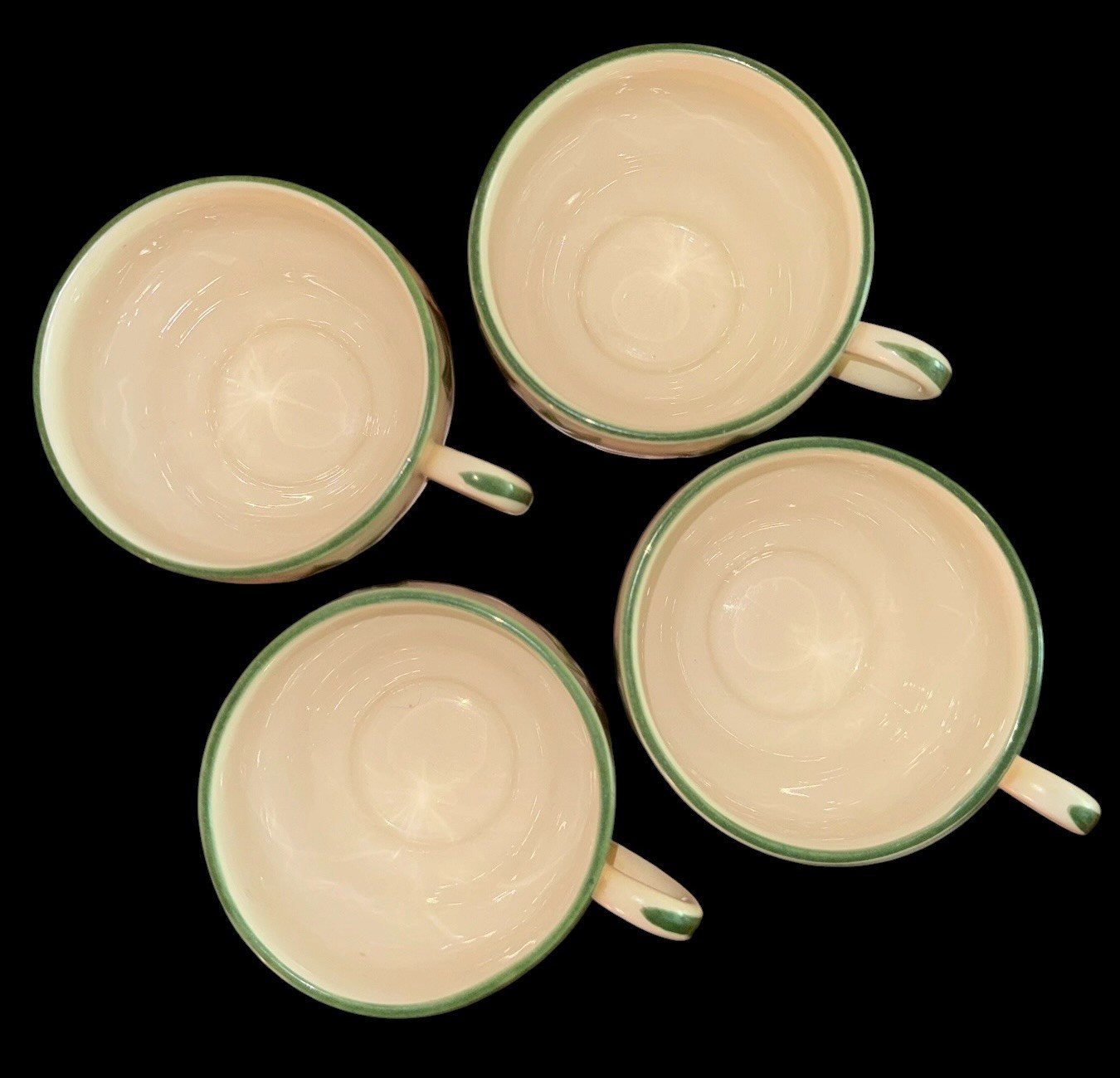 Vtg. Franciscan Ivy China Set of 4 Cups and Saucers w/California Half-Moon Mark
