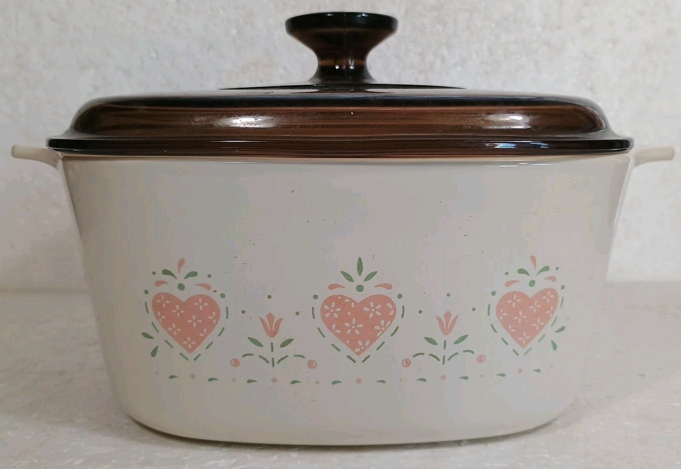 Corning Ware Forever Yours Casserole Dish 3 Liter Brown Lid Pink Hearts
