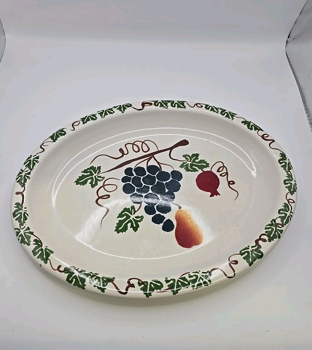CHAPARRAL POTTERY USA OVAL PLATE PLATTER Fruit and Leaves USA