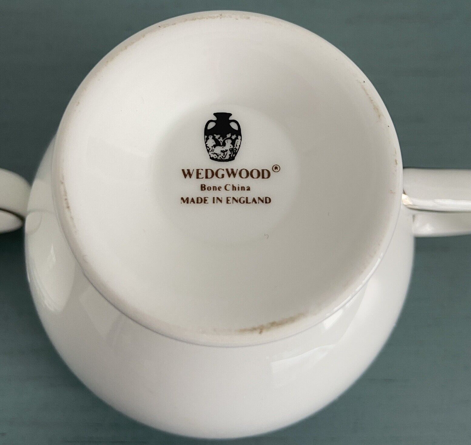Wedgwood Masefield White & Blue Teacup Set of 2 Platinum Trim England