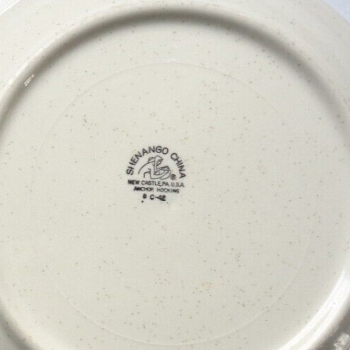 Shenango China Restaurant Ware Dinner Plates, Teal Blue Stripe Speckled – 9″ (2)