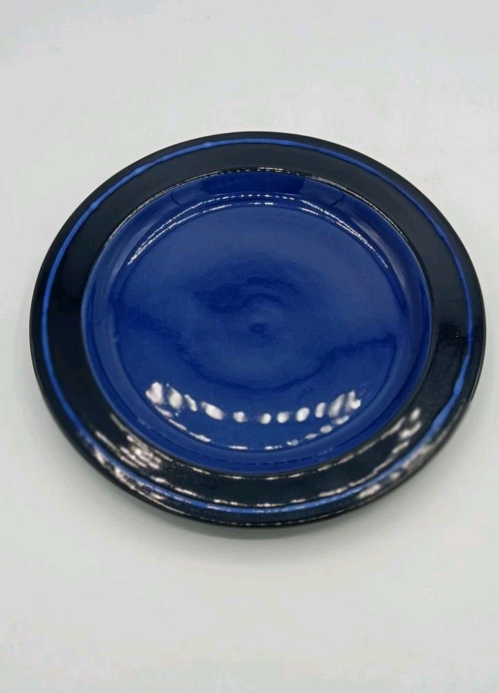 Vintage Cobalt Blue Nittsjö Sweden Salad Dessert Cake Stoneware Plate; 8.25″