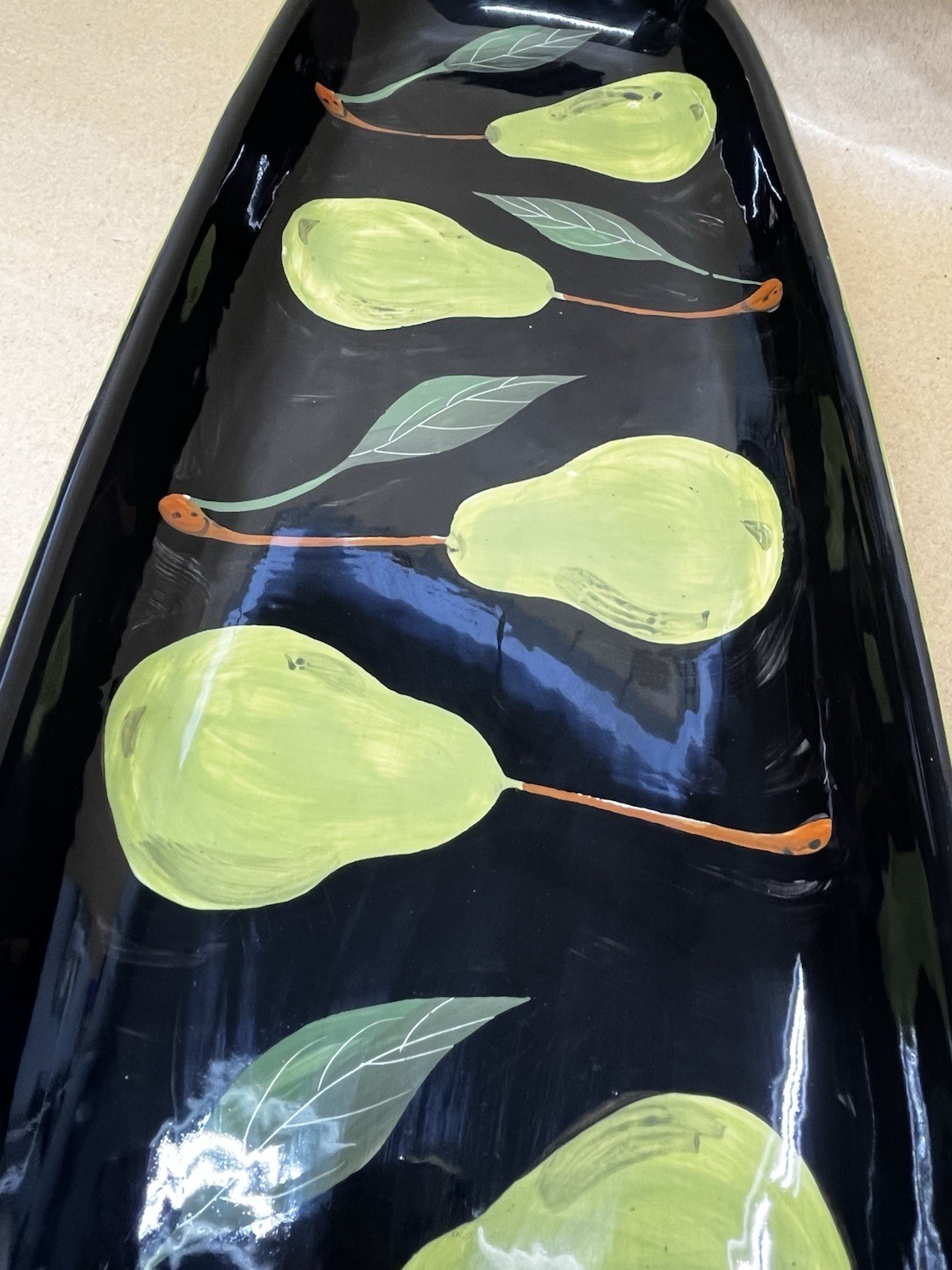 Romy & Clare Fenton Green Pear LONG BIG Rectangular Dish Platter Tray 2007 24”