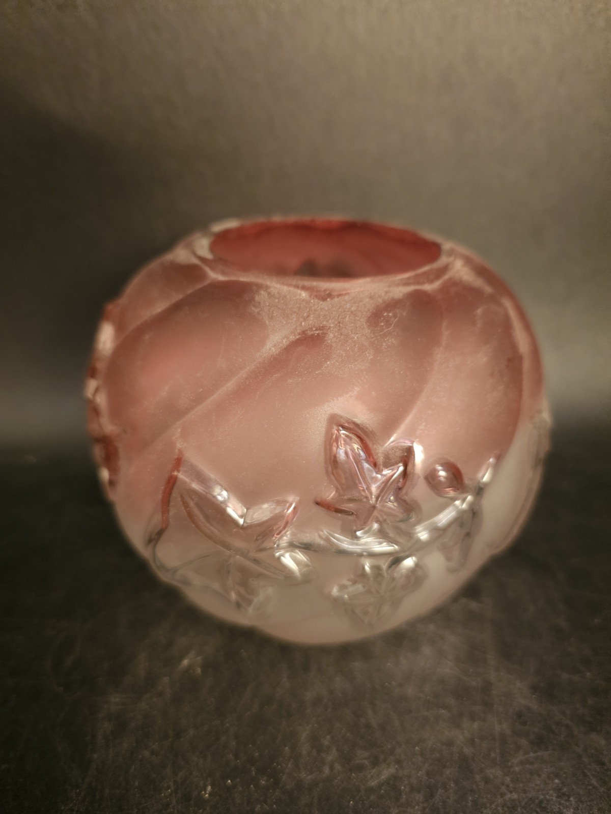 c. 1890 No 287 ROYAL IVY by Northwood FROSTED RUBINA Rose Bowl Vase