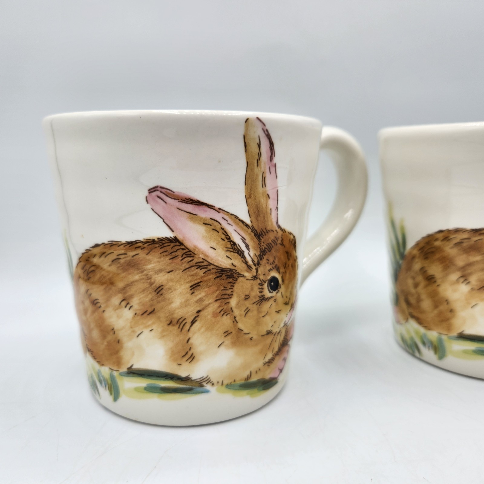 2 Maxcera Watercolor Bunny Rabbit in Grass Mug Cup, Large 20 oz Easter Cup