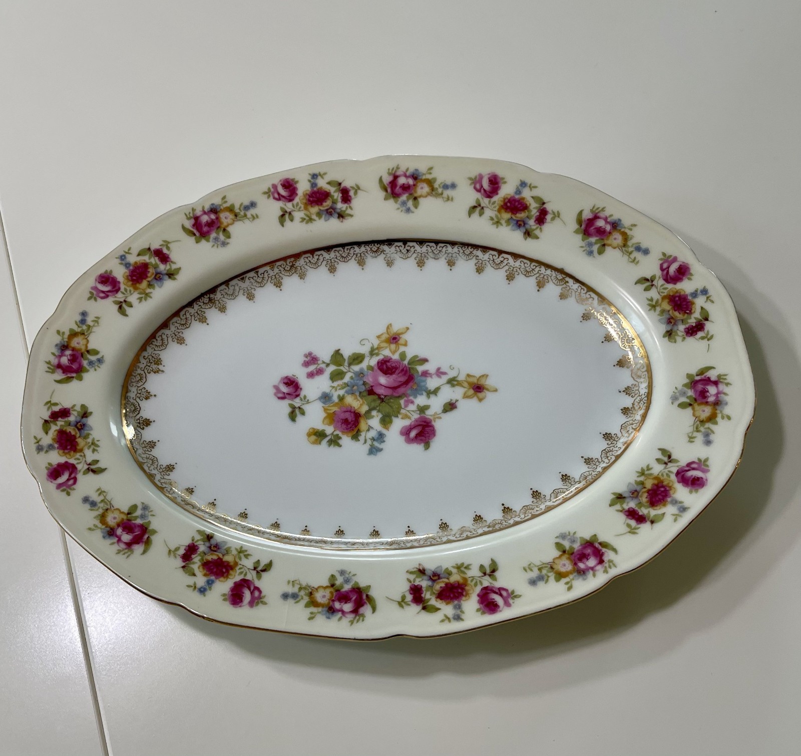Vintage Gold Castle 10″ Oval Platter Made in Occupied Japan circa 1945-1952