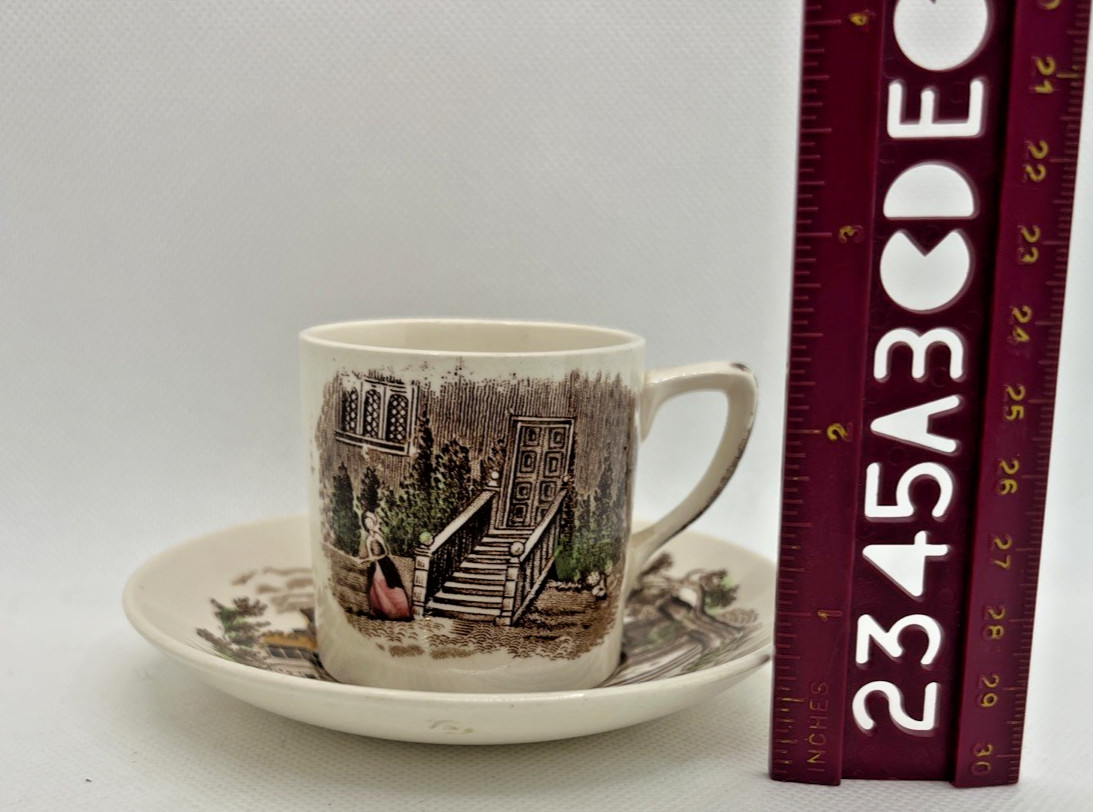 VTG Johnson Bros Windsor Castle Haddon Hall Cup & Saucer Demitasse Transferware