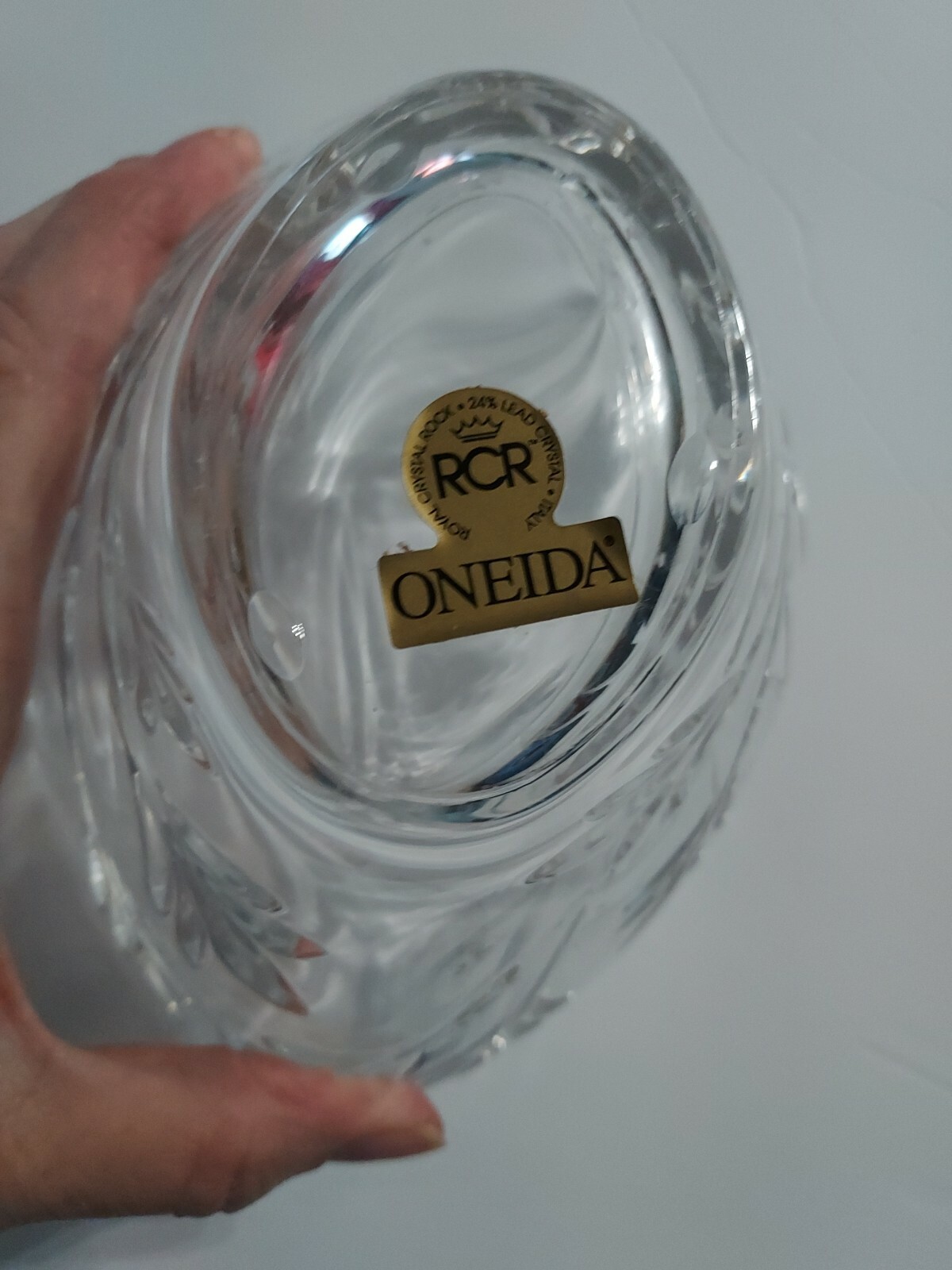 Oval Oneida Crystal Deep Candy/Nut Bowl w/Lid 7.5 H w/ Lid On.x 5 Wx 7 L x3.5 D