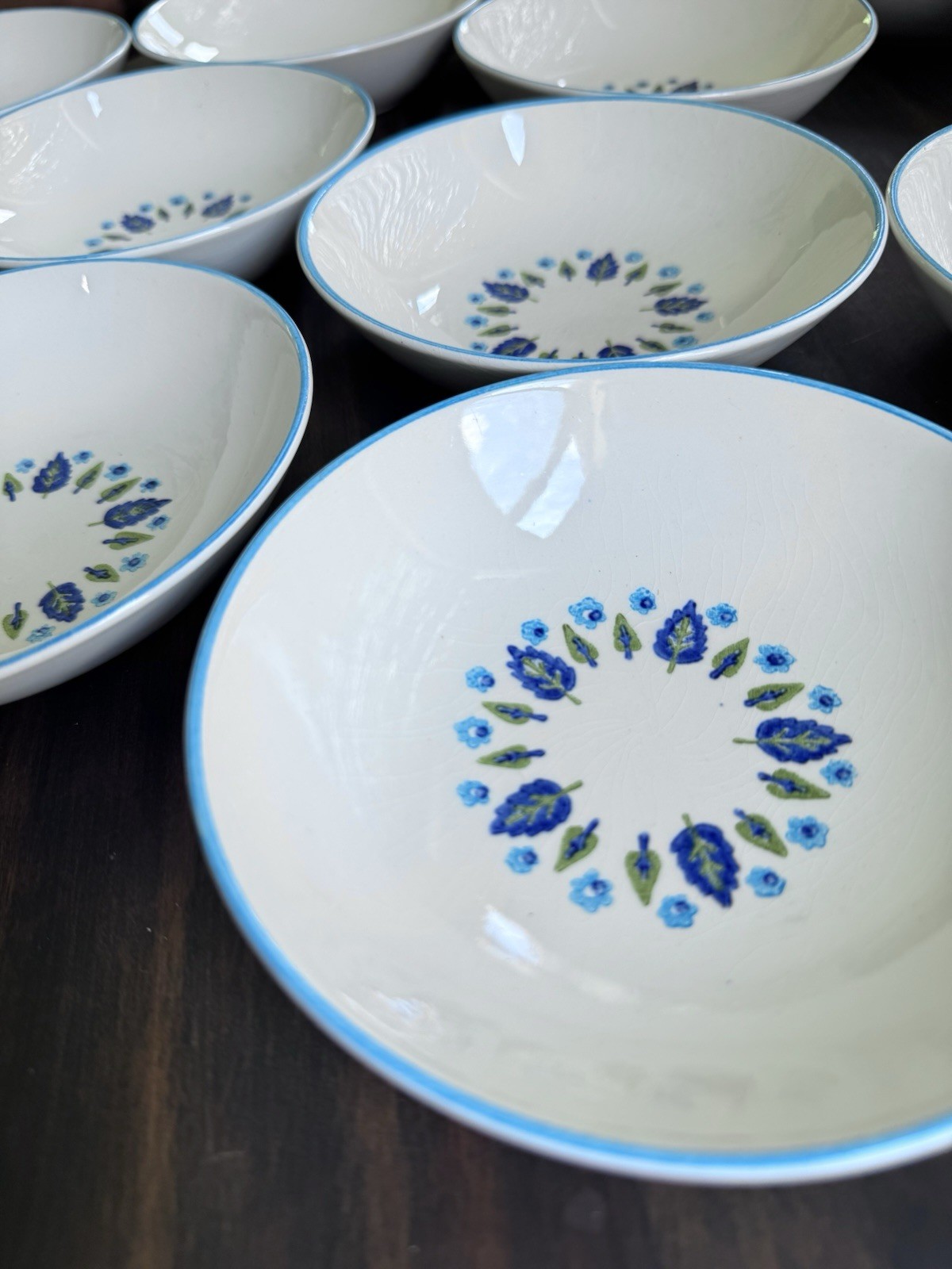 Vintage MCM Marcrest Swiss Alpine Chalet Berry/Dessert Bowls 5 1/4″ Set Of 13