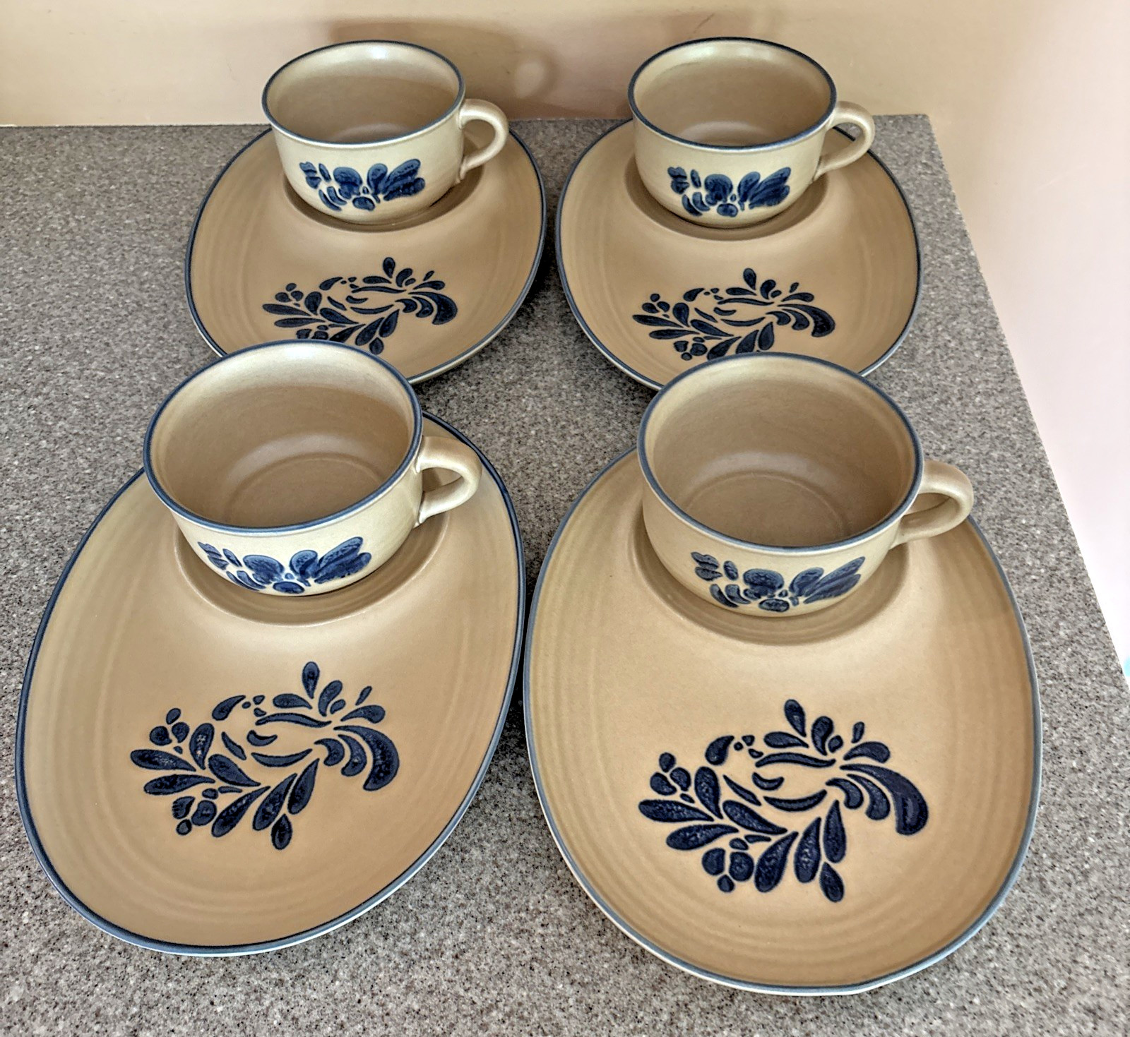 Pfaltzgraff Folk Art Four Soup and Sandwich Tray Sets