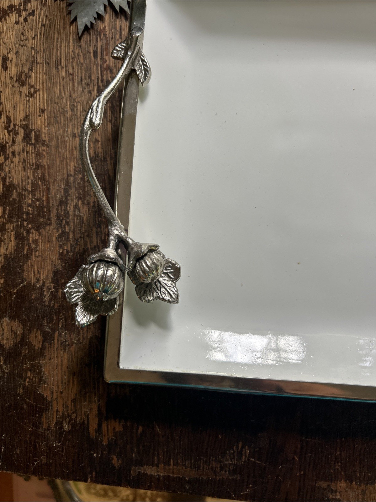 Williams Sonoma Autumn Vine rectangular serving platter w/ pewter handles
