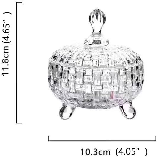 Candy Jar with Lid Crystal Glass Candy Storage Weave Design Candy Dish Bowl f…