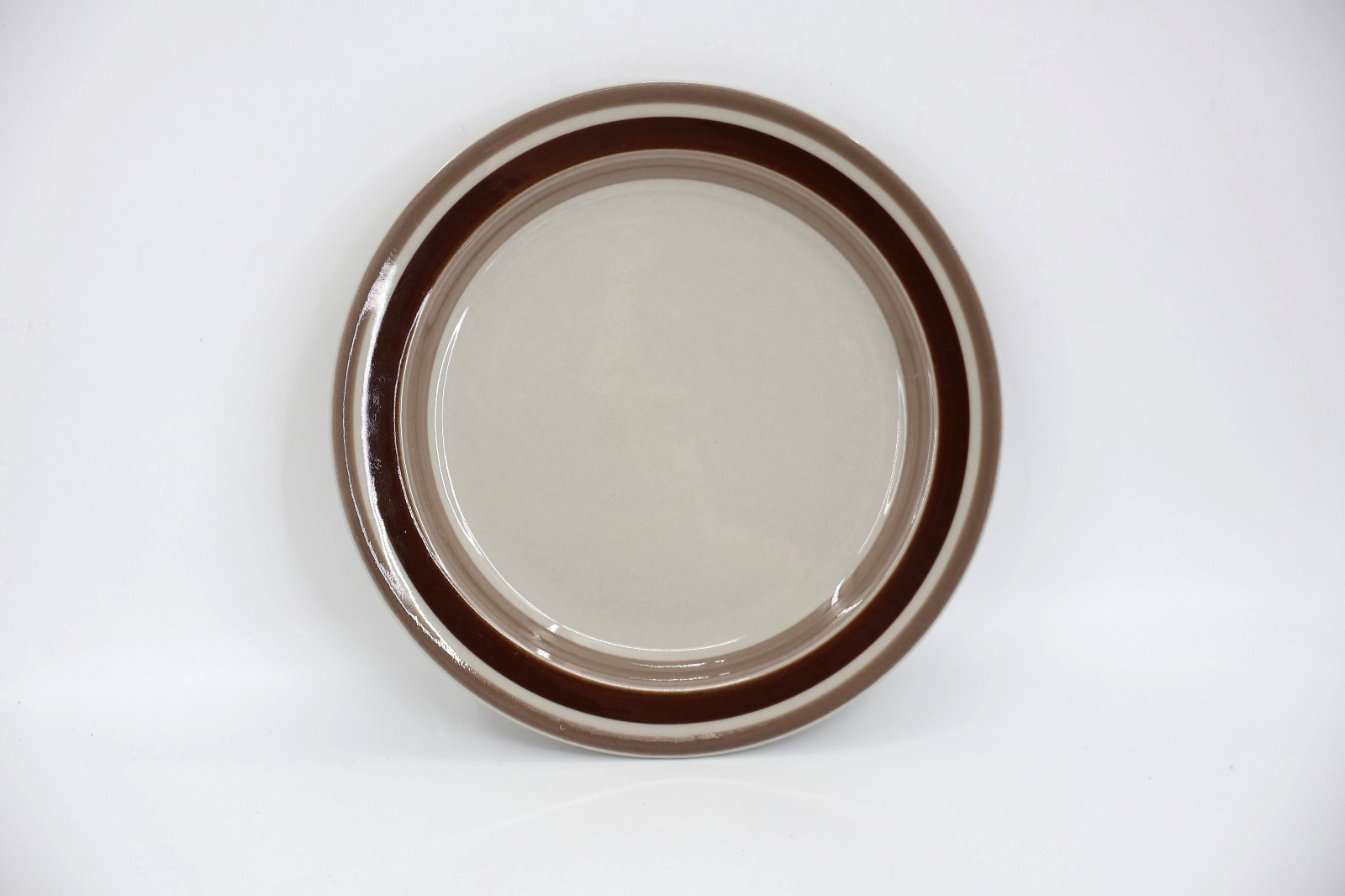 Arabia Finland Pirtti Salad Lunch Plates 7.75″ Brown Stripe Stoneware Lot of 4