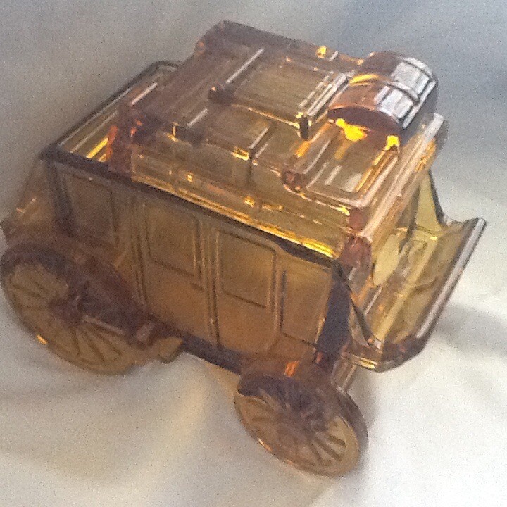 Fostoria Glass Amber Stagecoach Candy Dish