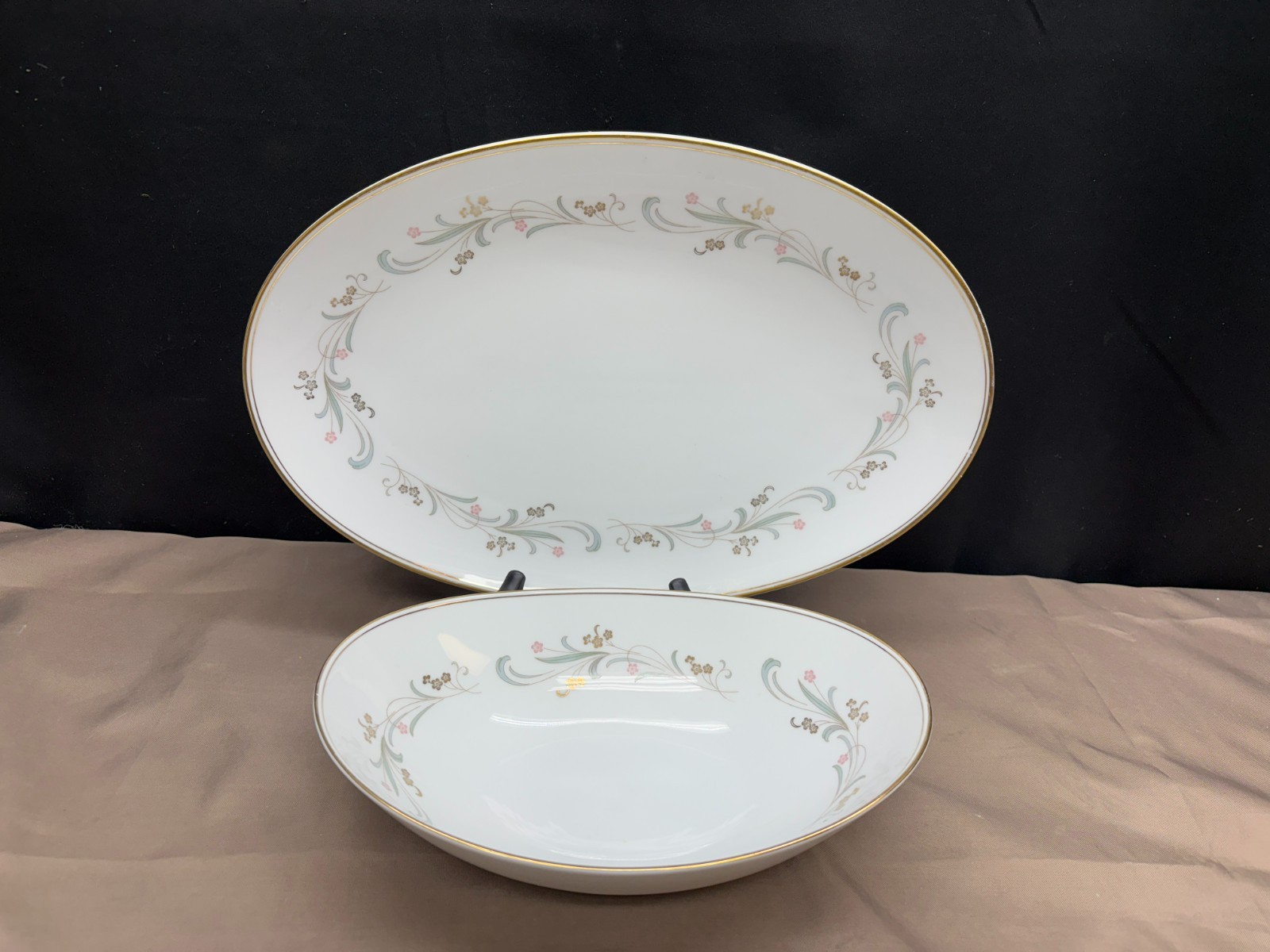 Noritake “CLARIDGE” Japan ~ #6020 ~ 2 Piece Serving Set: Platter, Oval Bowl