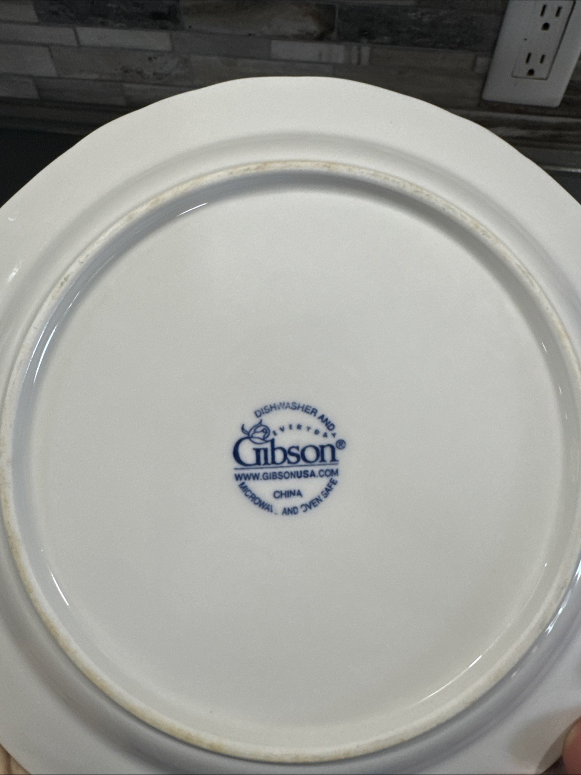 Gibson Designs White Embossed Rim Pine Cones Berries & Holly Salad Plate