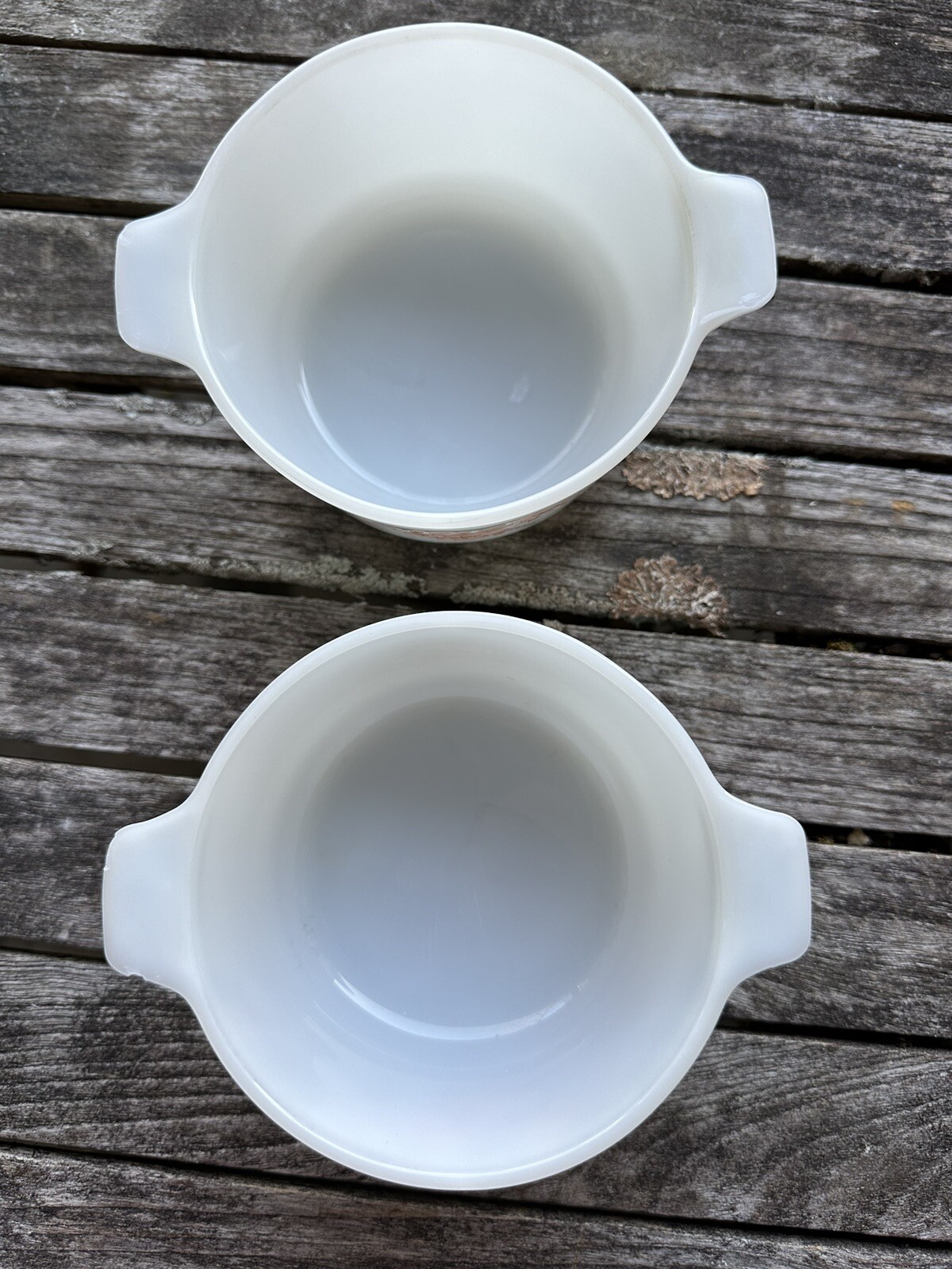 2 Vintage INDOPAL White Milk Glass Bowls Pink Cherry Blossom Floral