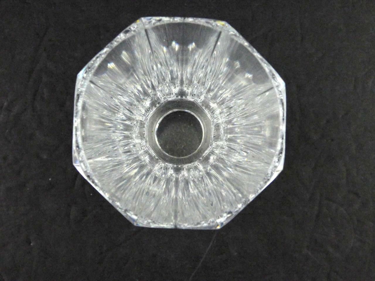 Signed Art Glass Vase Paneled Design Unknown Artist Clear Crystal