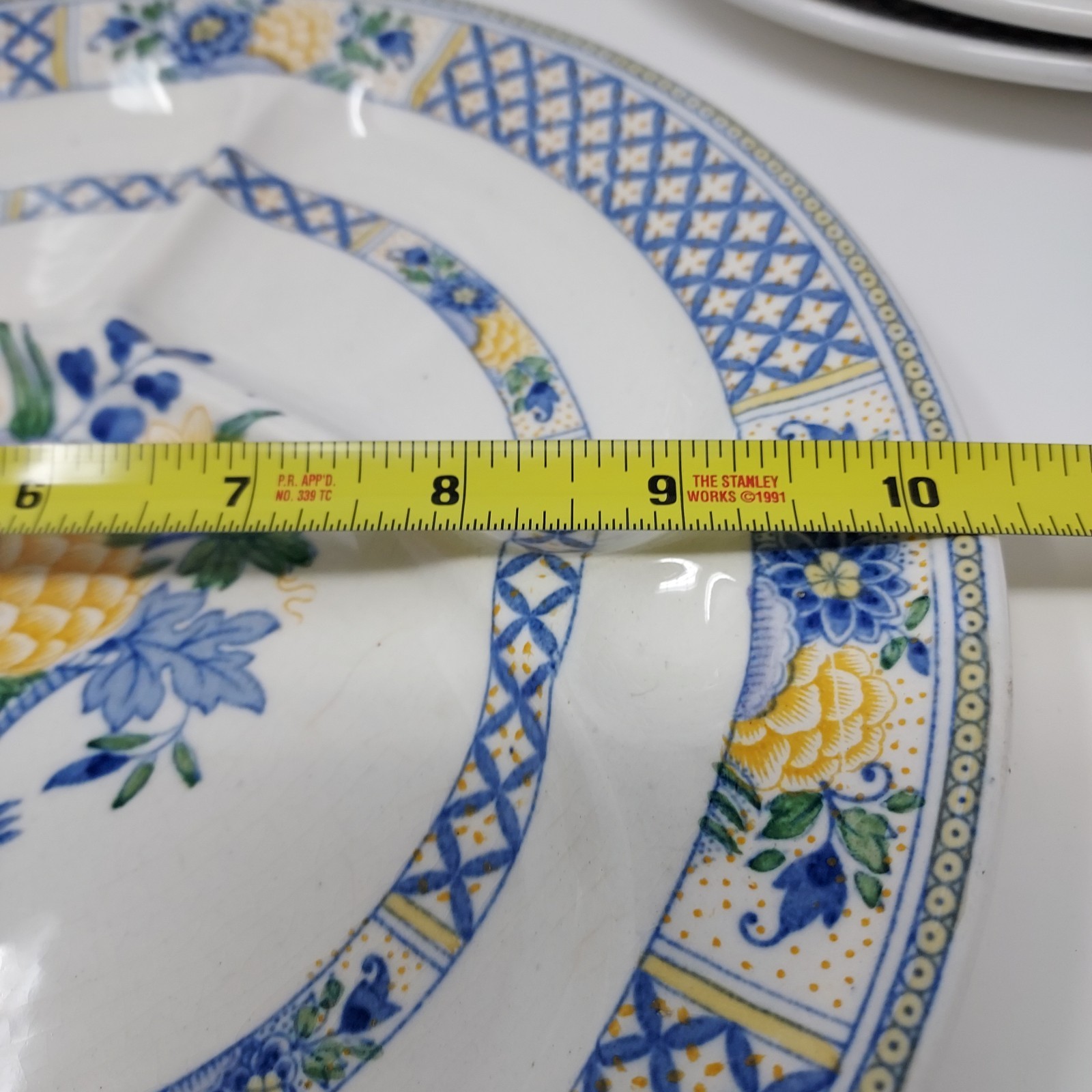 Booths England Set 4 Antique Divided Dinner Plate Porcelain Nankin Pattern 10.5″