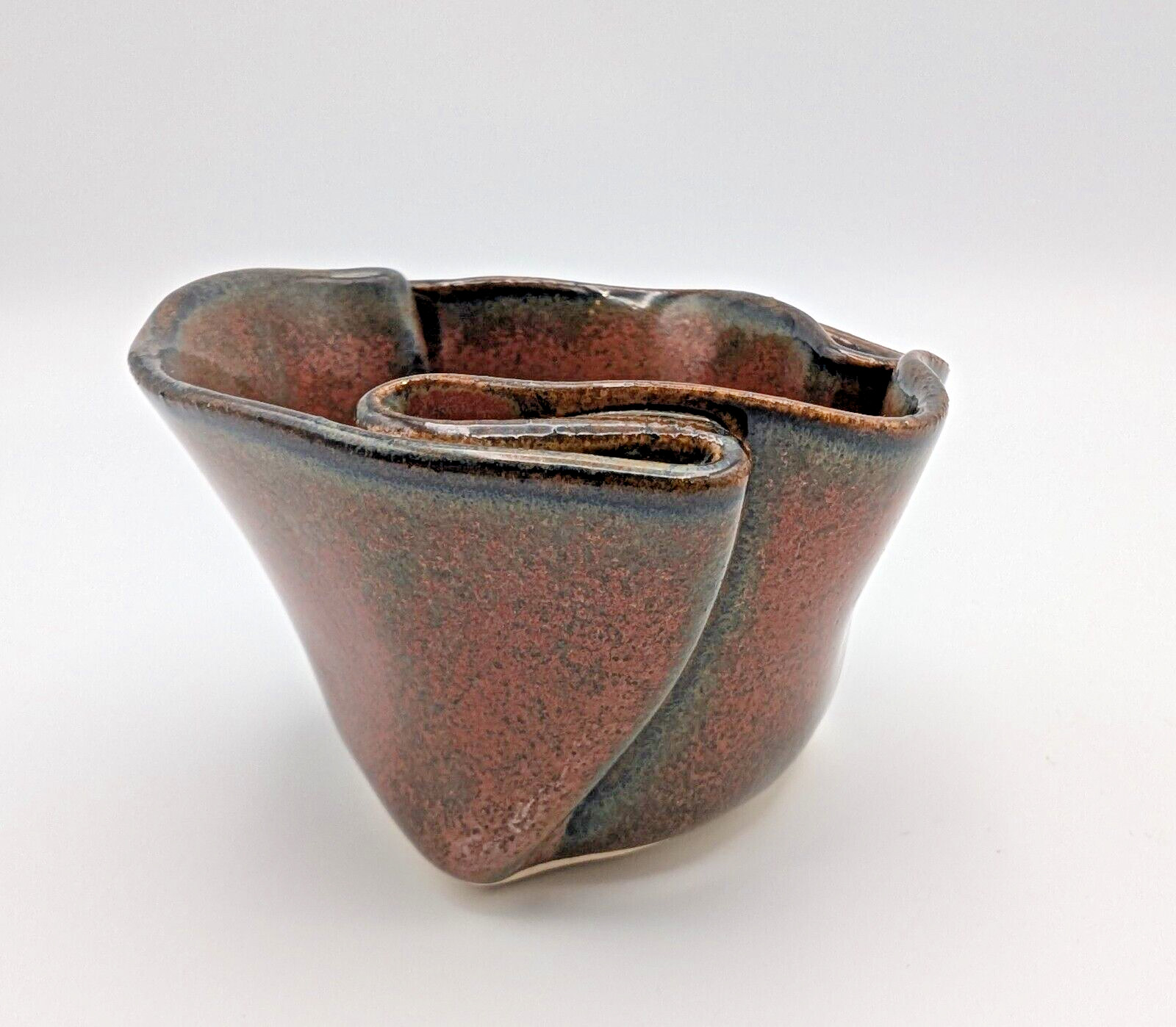 Hilborn Canada Art Pottery Pinched Bowl /Trinket Dish Handcrafted-Signed & Label